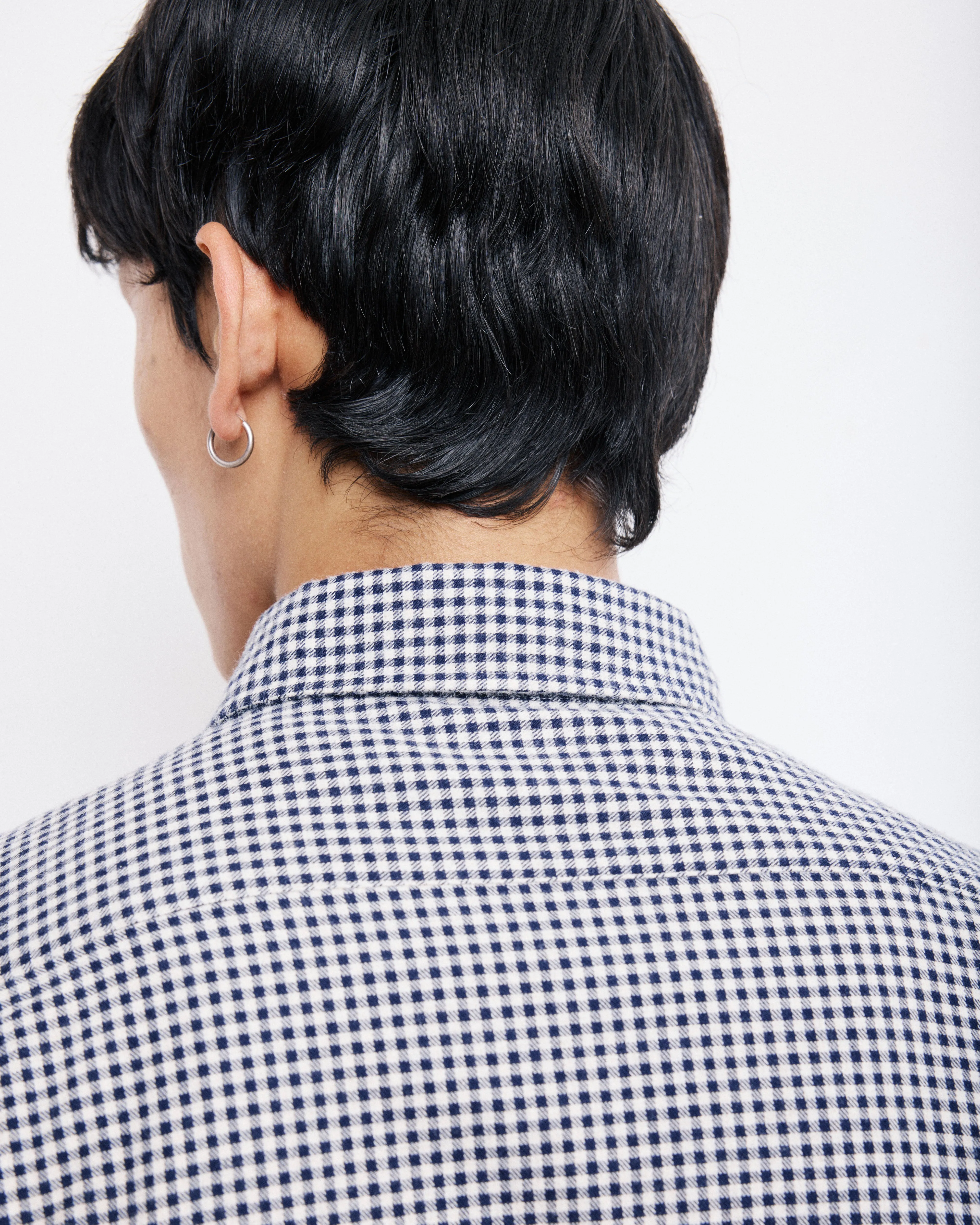 Chemise Homme en Flanelle à Carreaux Brossée Bleu Marine Paul sold by Hartford product image thumbnail 4