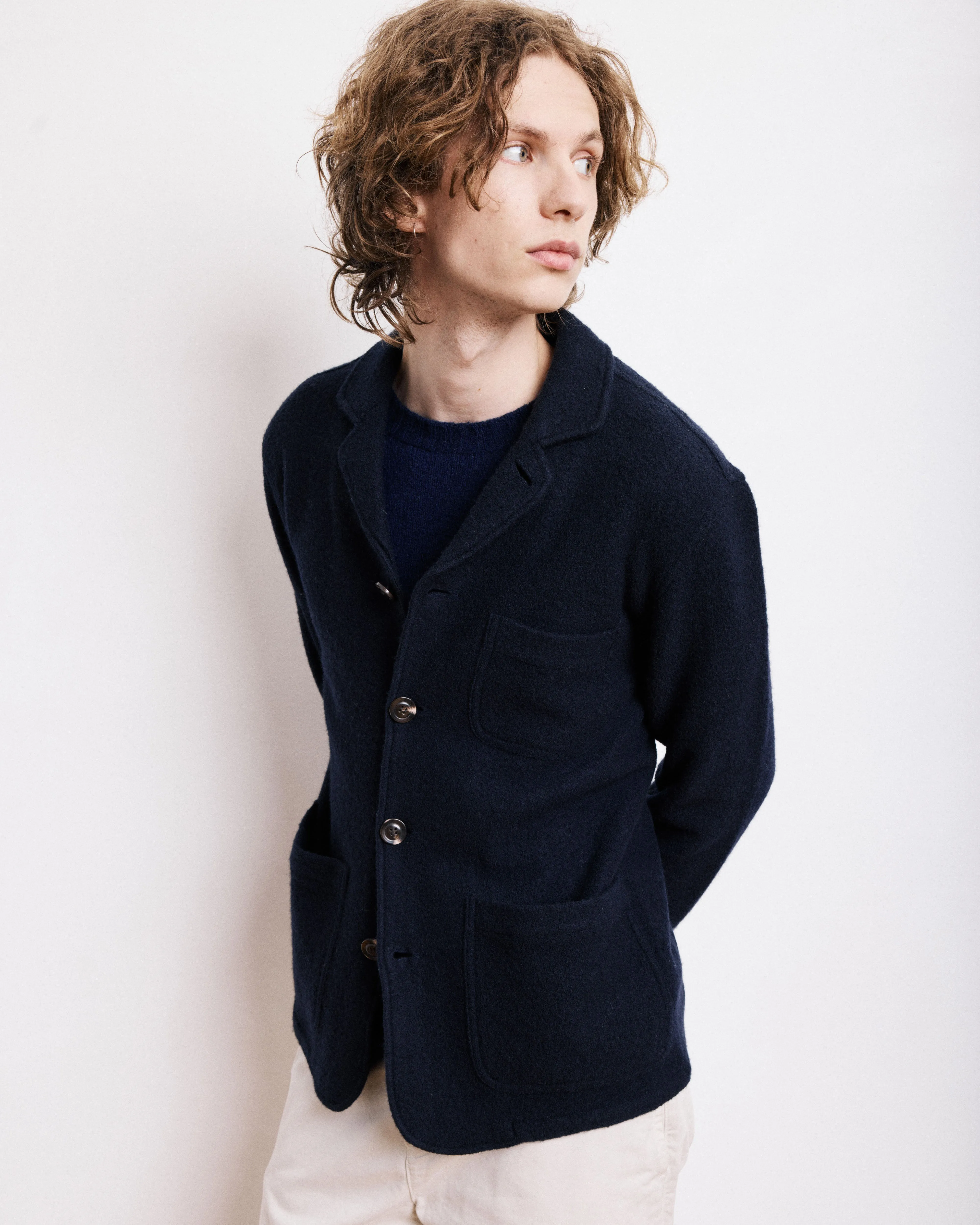 Veste Homme en Laine Bouillie Bleu Marine Light Jacket sold by Hartford product image thumbnail 2