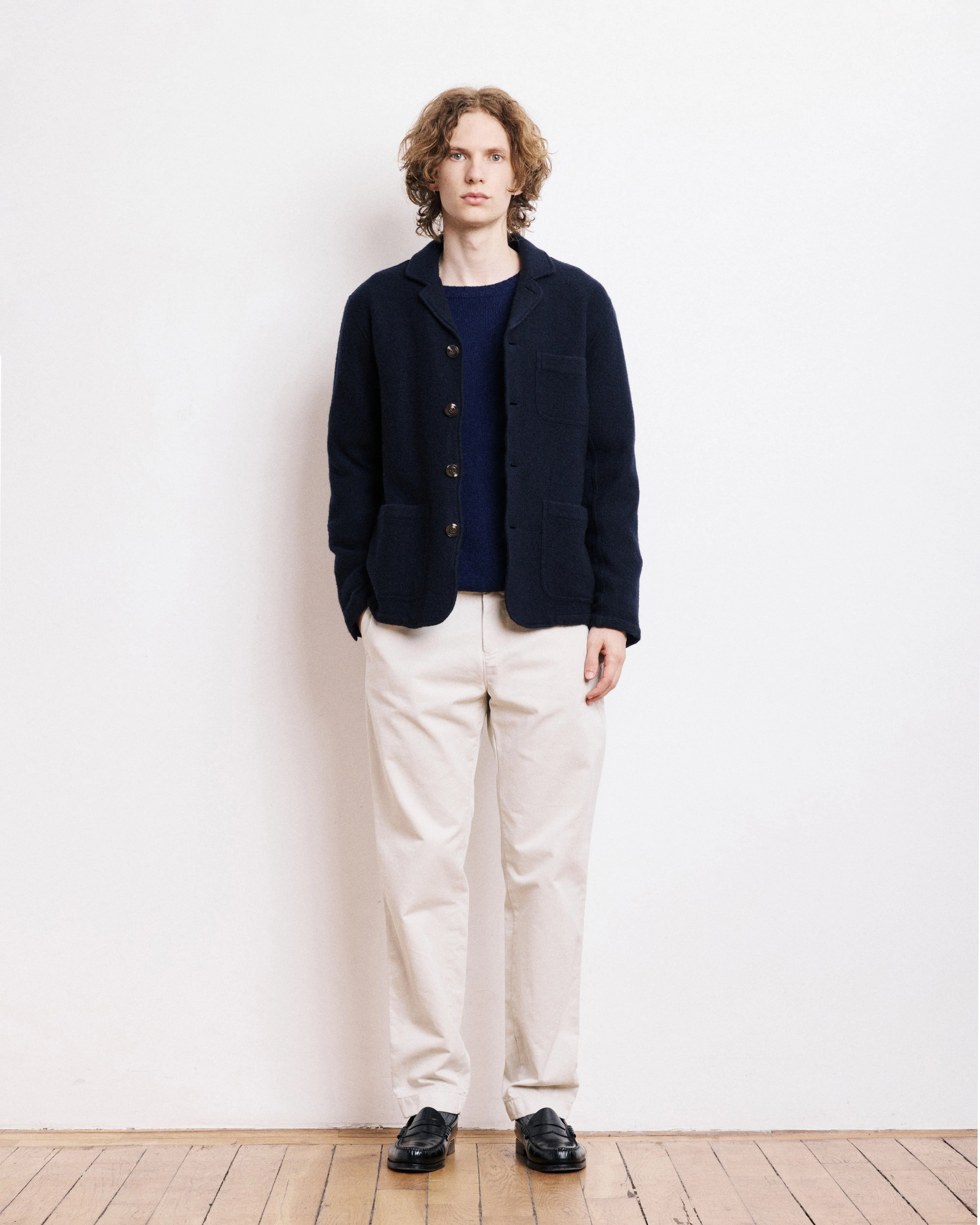 Veste Homme en Laine Bouillie Bleu Marine Light Jacket sold by Hartford product image thumbnail 5