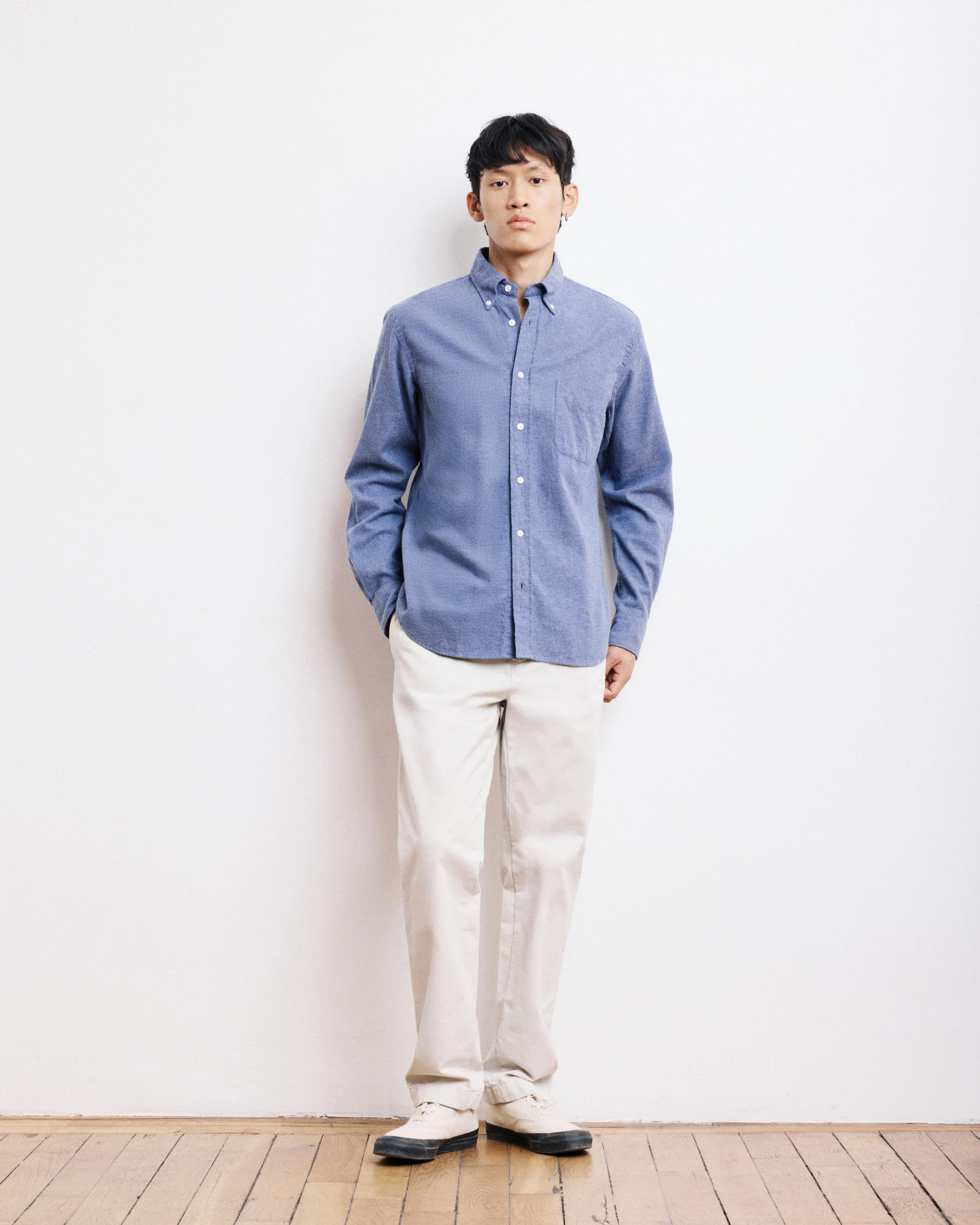 Chemise Homme en Flanelle de Coton Bleu Denim Pitt sold by Hartford product image thumbnail 3