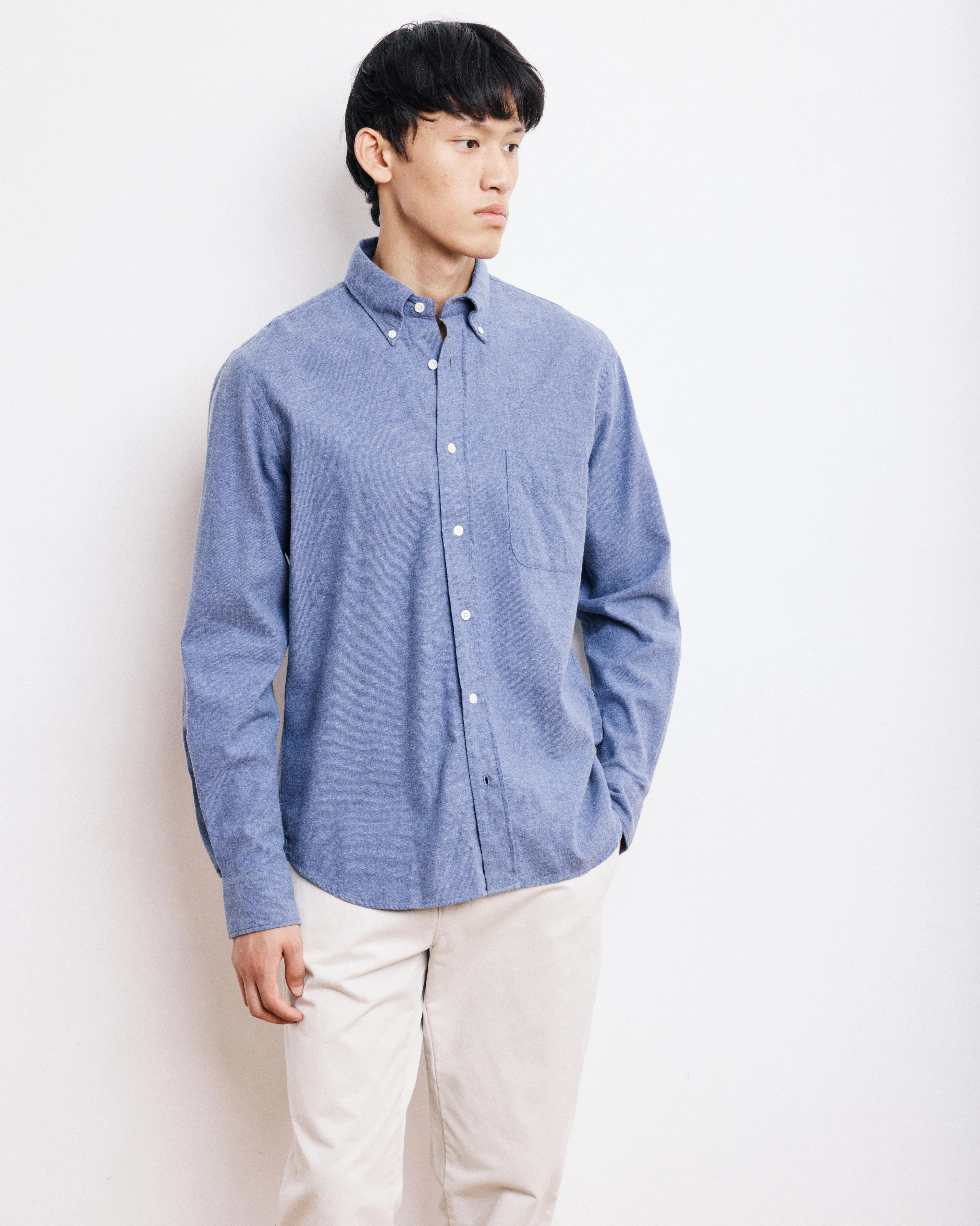 Chemise Homme en Flanelle de Coton Bleu Denim Pitt sold by Hartford