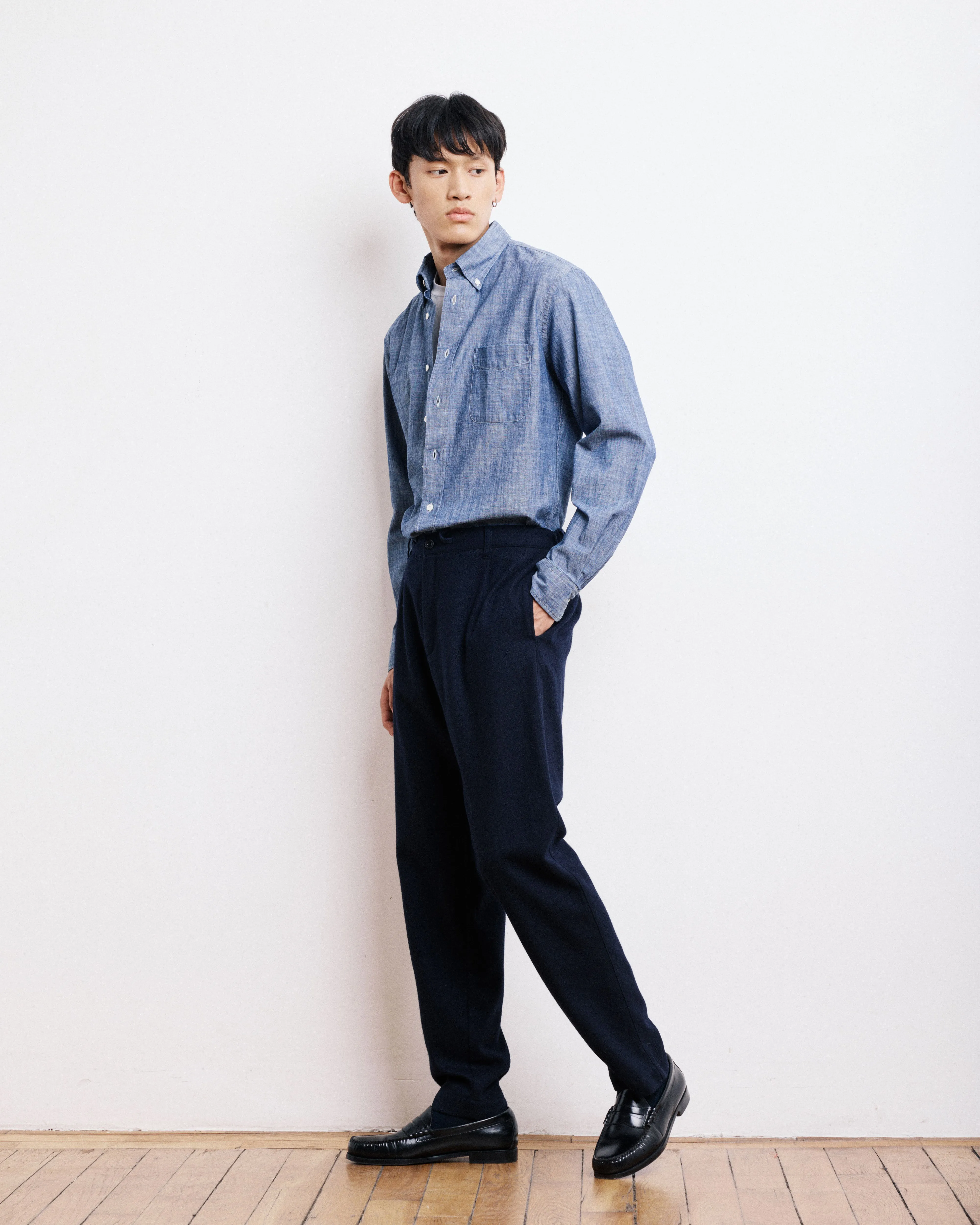 Chemise Homme en Chambray Bleu Indigo Pitt sold by Hartford product image thumbnail 4