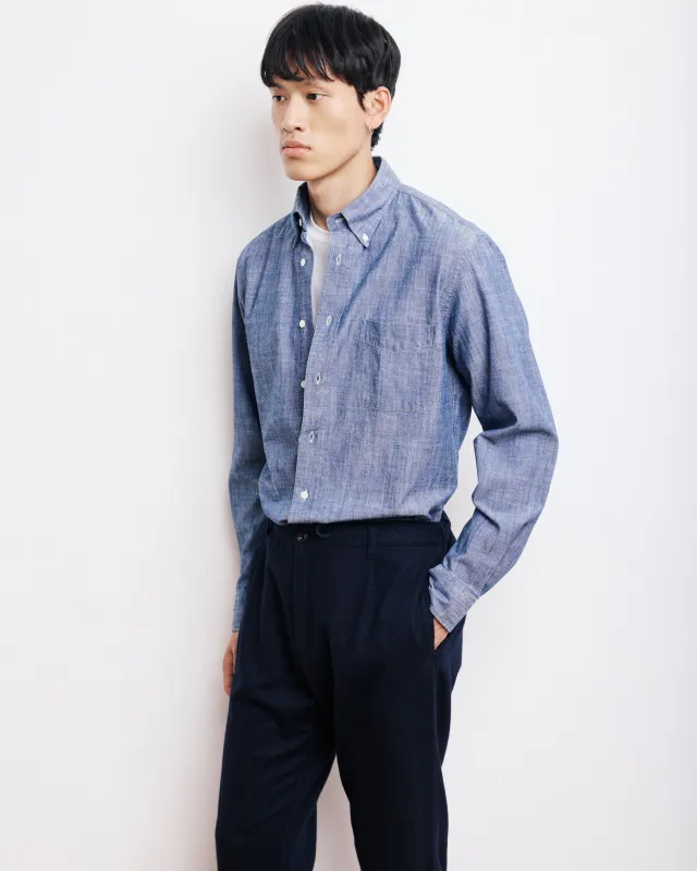 Chemise Homme en Chambray Bleu Indigo Pitt sold by Hartford