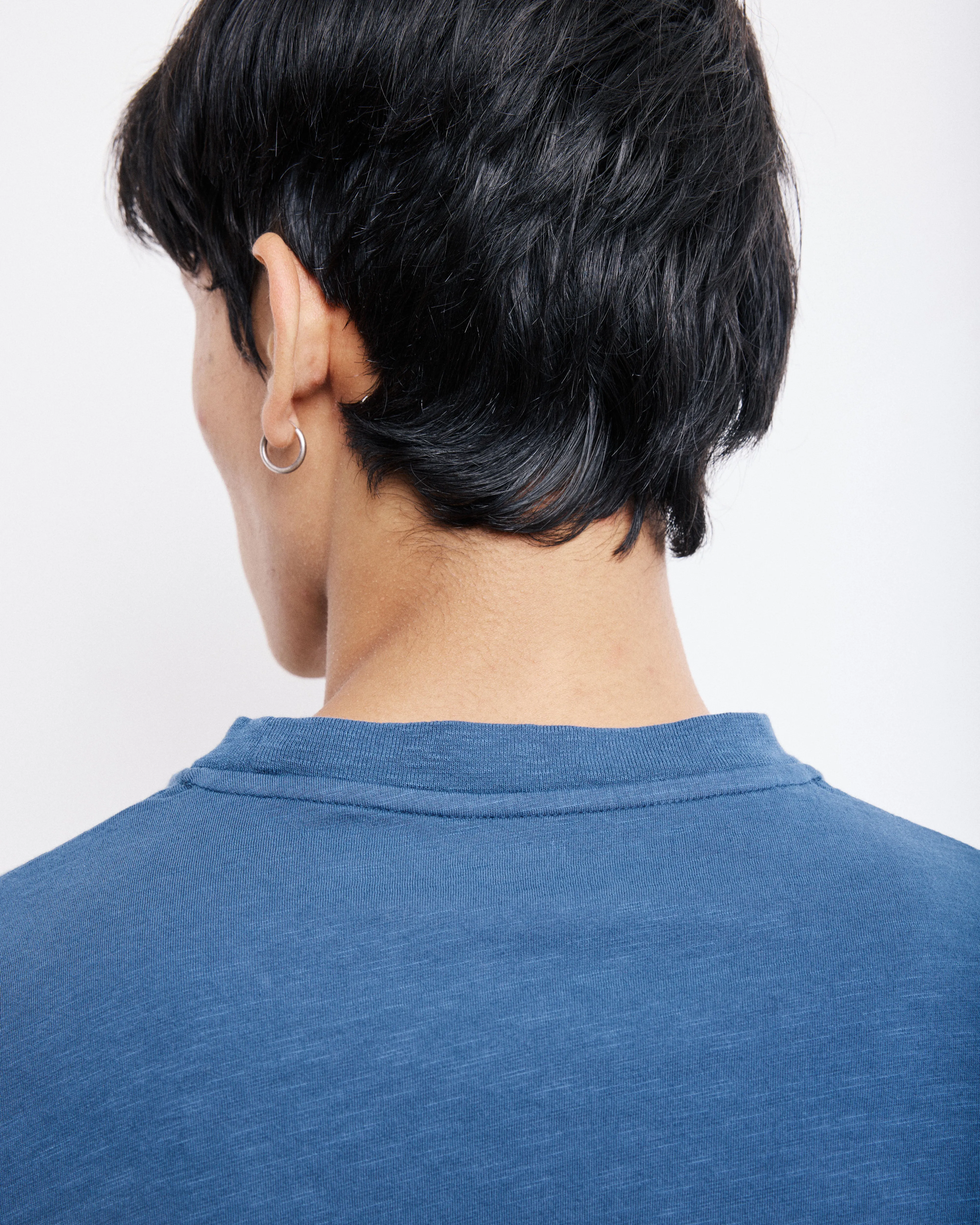 T-Shirt Homme en Coton Slub Bleu Cobalt Pocket Crew sold by Hartford product image thumbnail 4