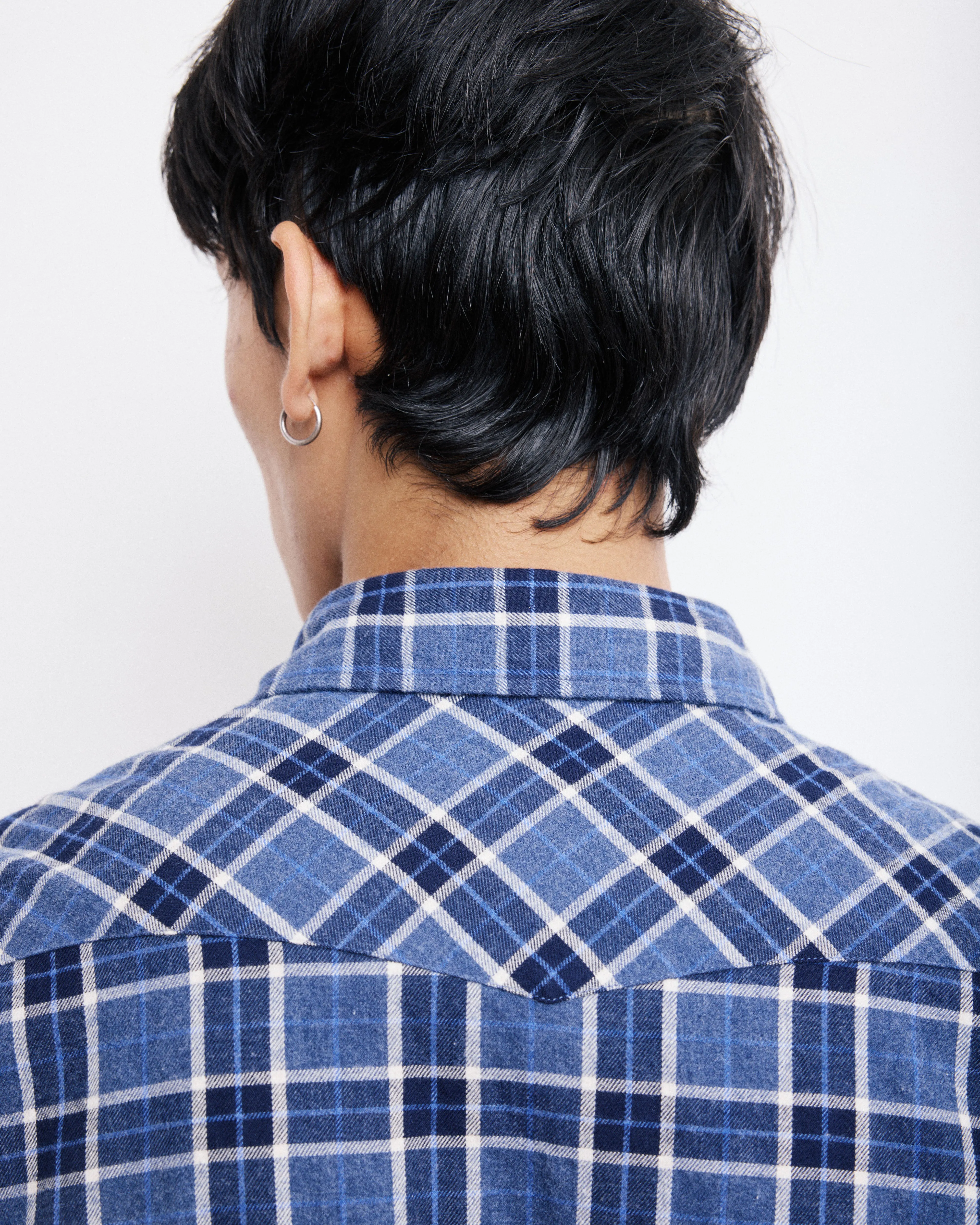 Chemise Homme en Coton Brossé à Carreaux Bleu Storm sold by Hartford product image thumbnail 4