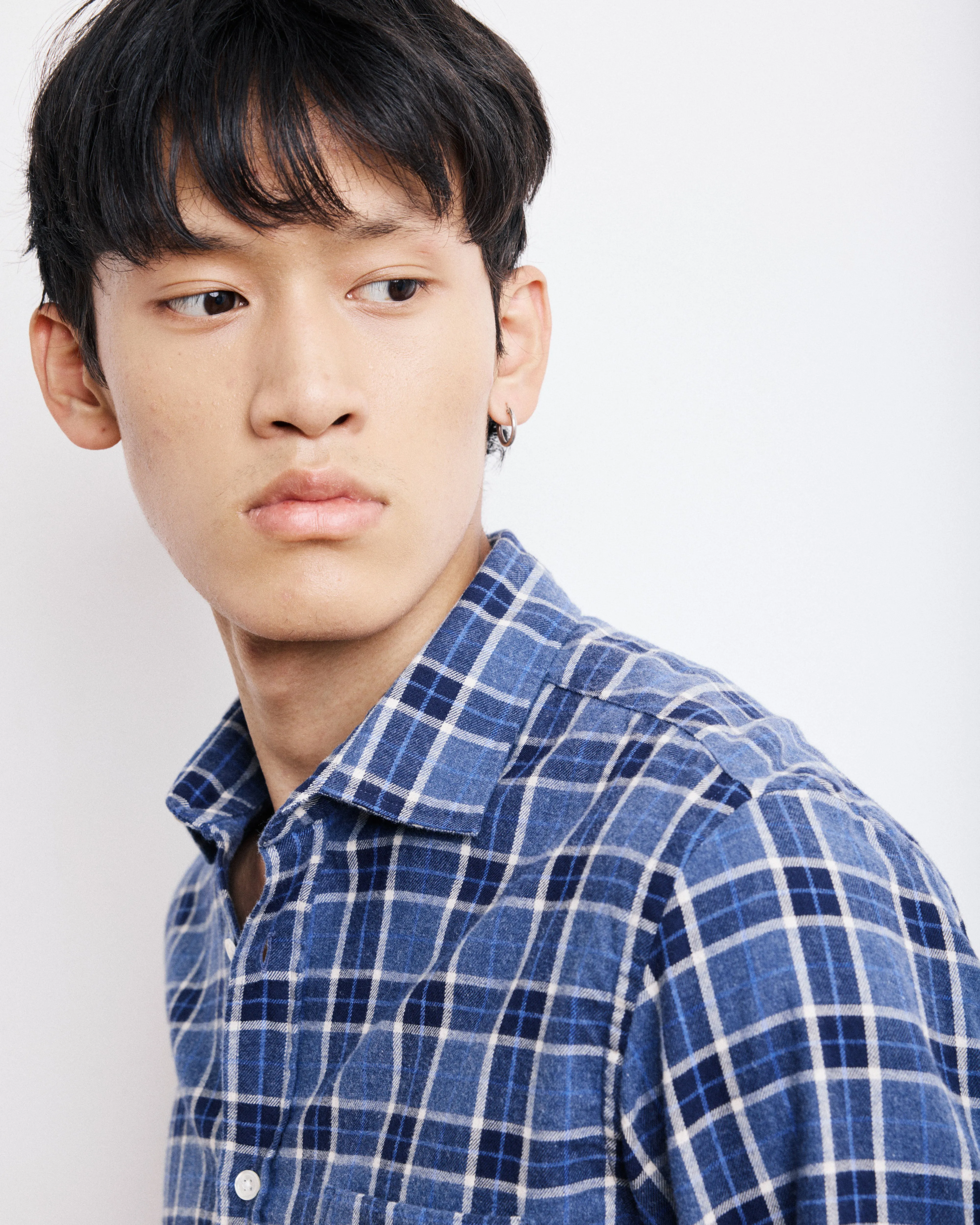 Chemise Homme en Coton Brossé à Carreaux Bleu Storm sold by Hartford product image thumbnail 2