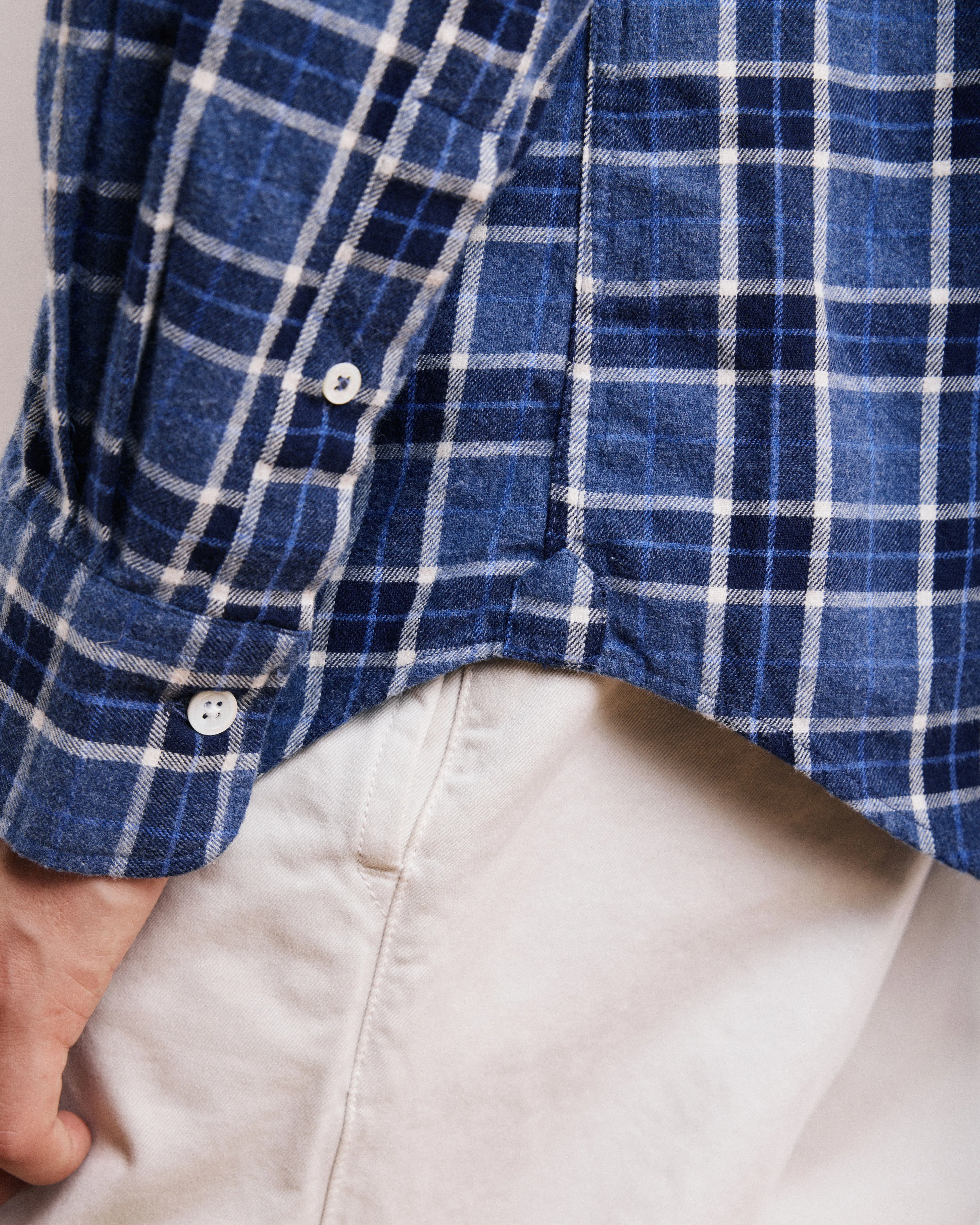 Chemise Homme en Coton Brossé à Carreaux Bleu Storm sold by Hartford product image thumbnail 5