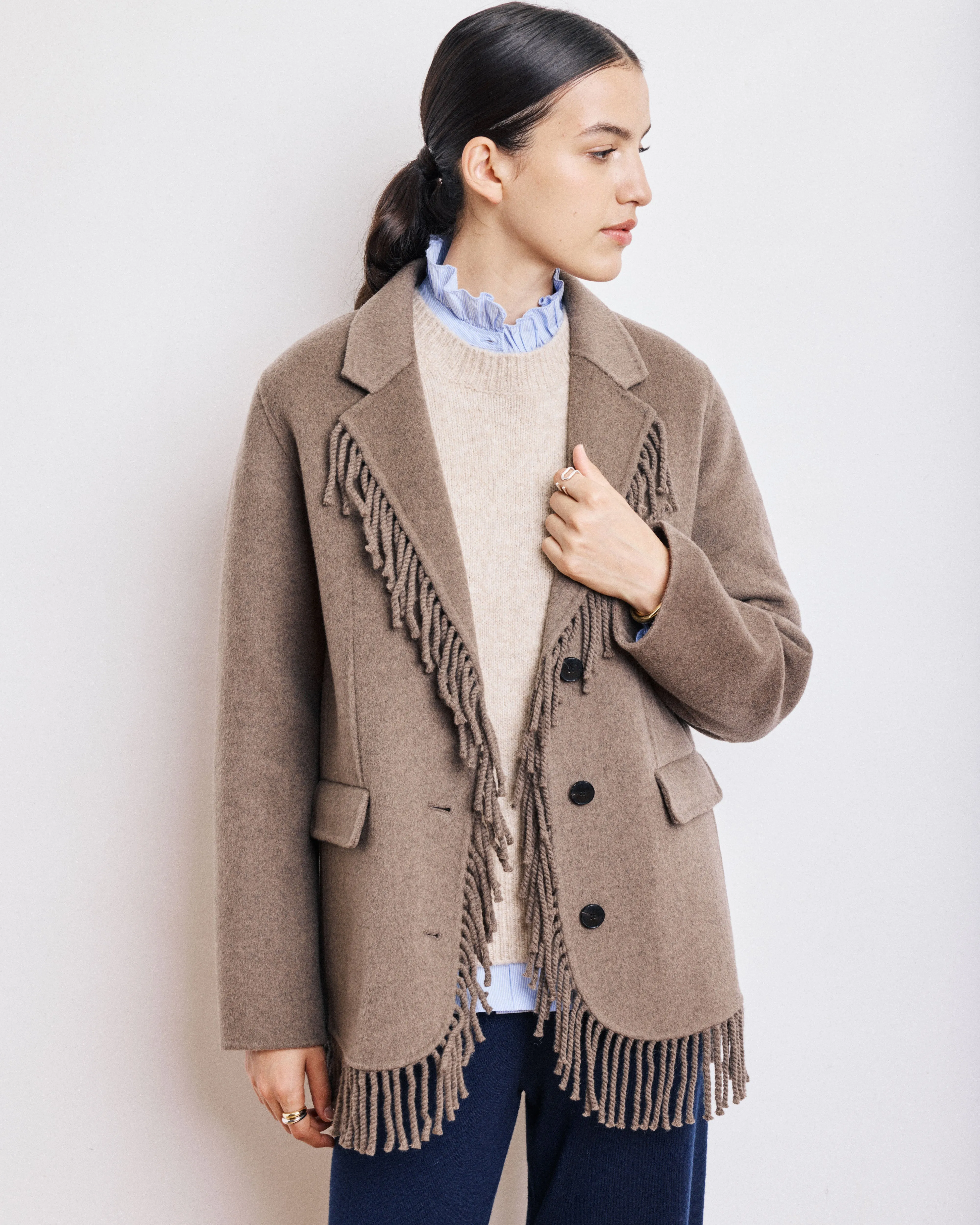 Veste Femme en Laine Double Face Taupe Chiné Vermont sold by Hartford product image thumbnail 2