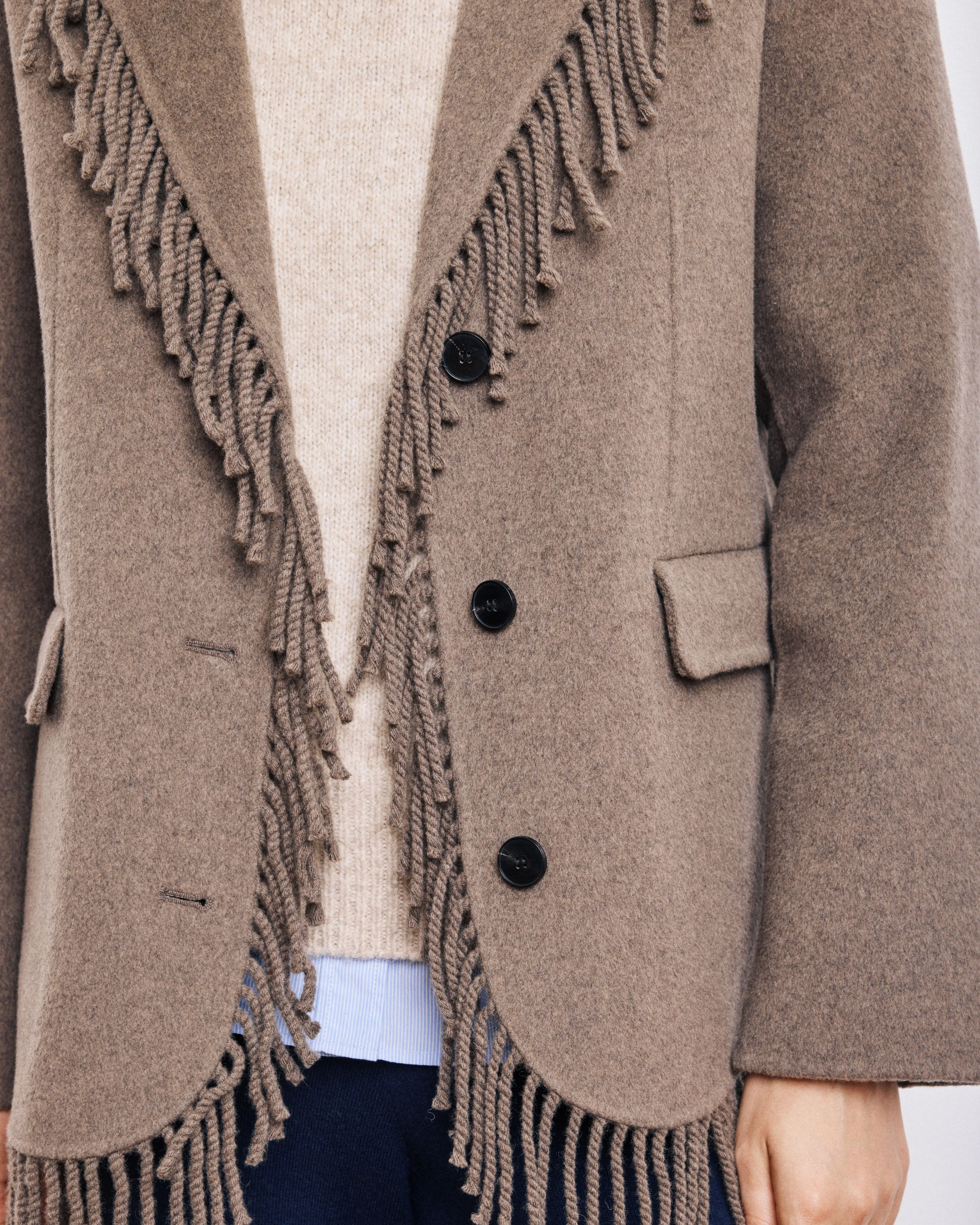 Veste Femme en Laine Double Face Taupe Chiné Vermont sold by Hartford product image thumbnail 5