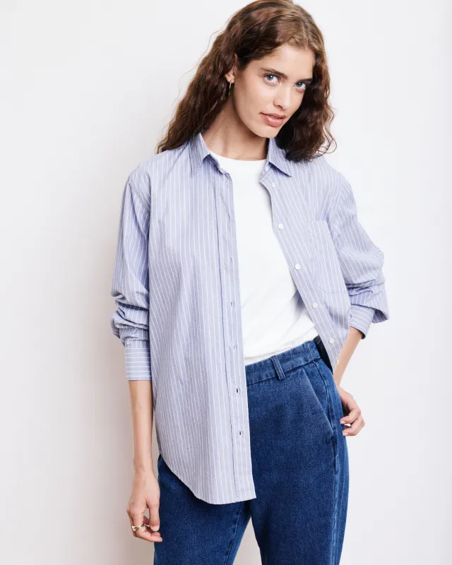 Chemise Femme en Popeline de Coton à Rayures Bleues Cover sold by Hartford