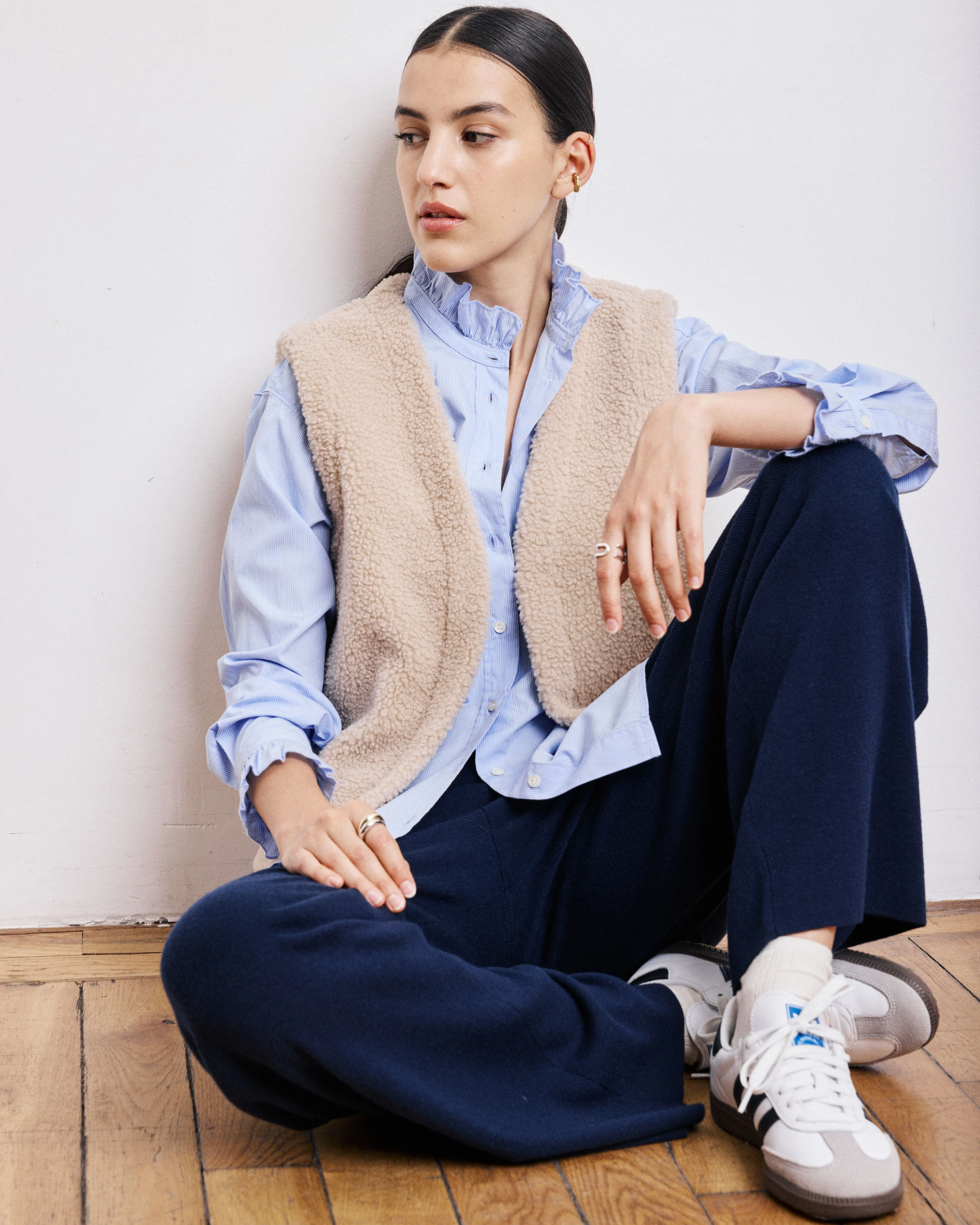 Chemise Femme en Popeline de Coton à Rayures Bleues Chana sold by Hartford product image thumbnail 3