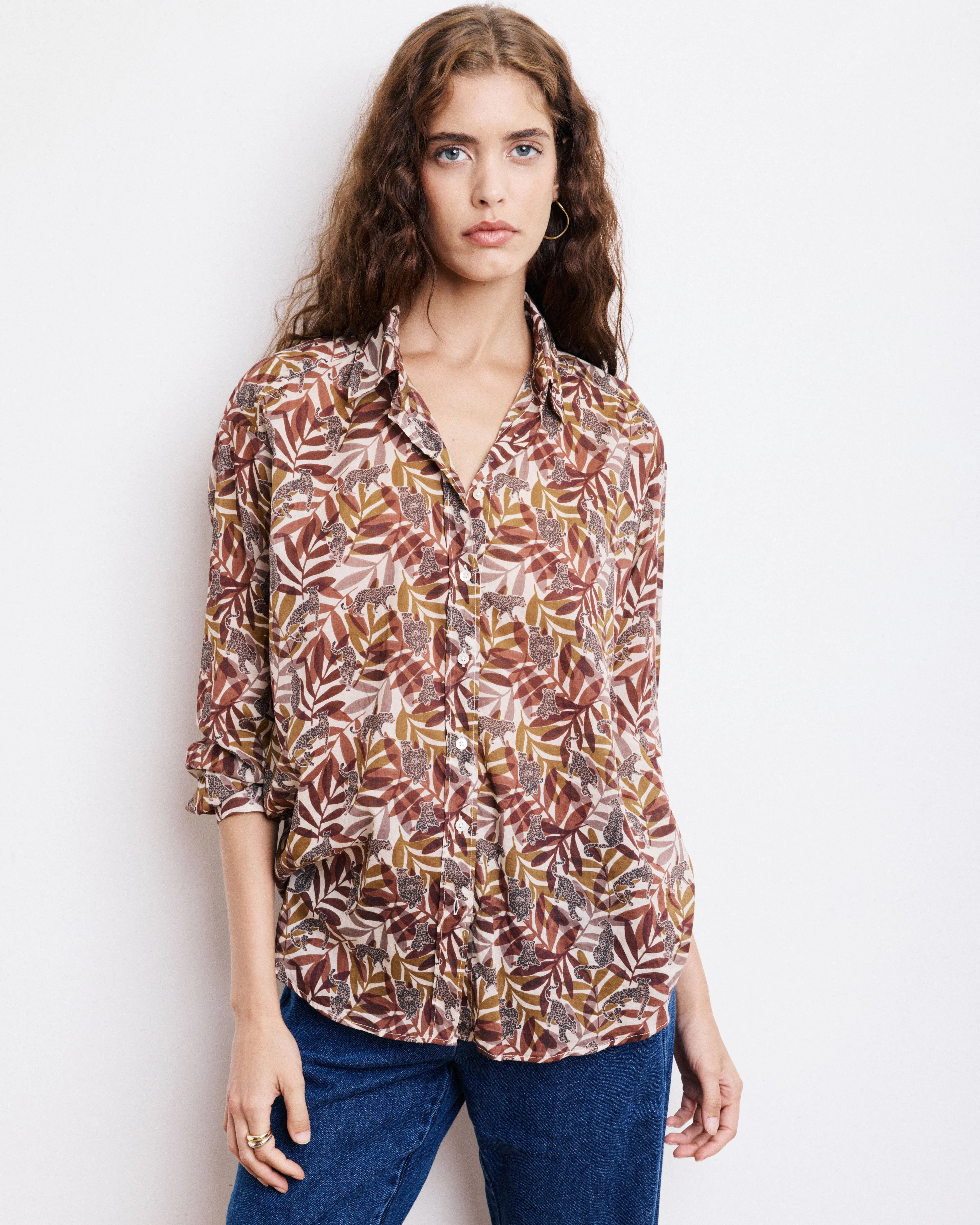 Chemise Femme en Coton Imprimé Marron & Beige Cinema sold by Hartford product image thumbnail 3