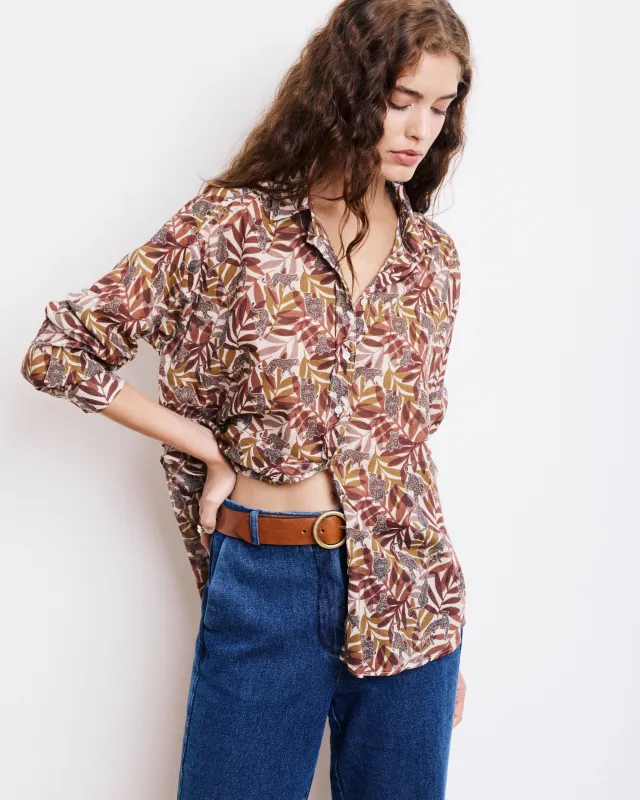 Chemise Femme en Coton Imprimé Marron & Beige Cinema sold by Hartford