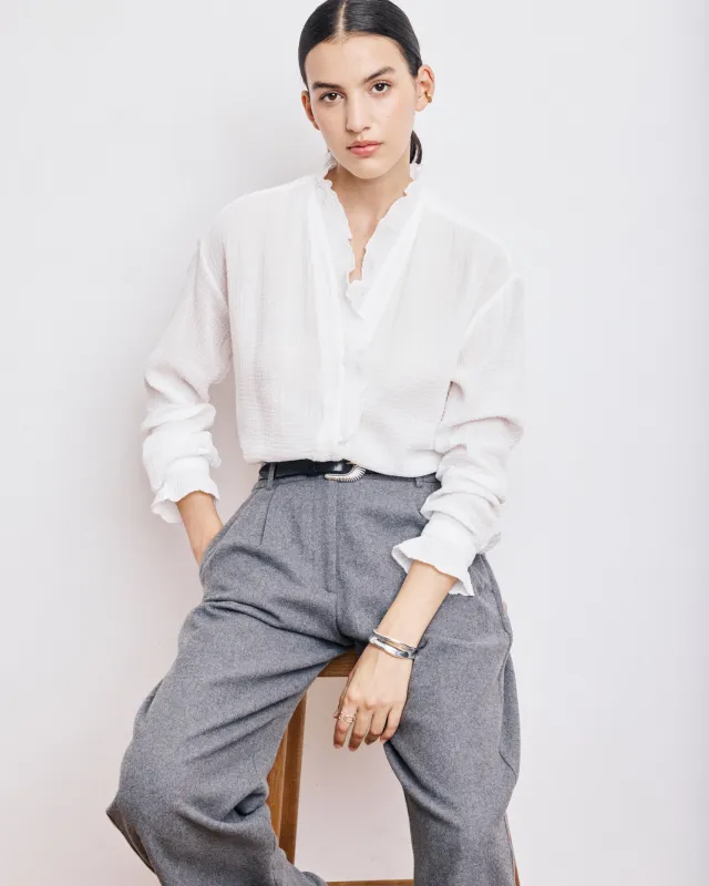 Chemise Femme en Double Voile de Gaze de Coton Ecru Carmela sold by Hartford