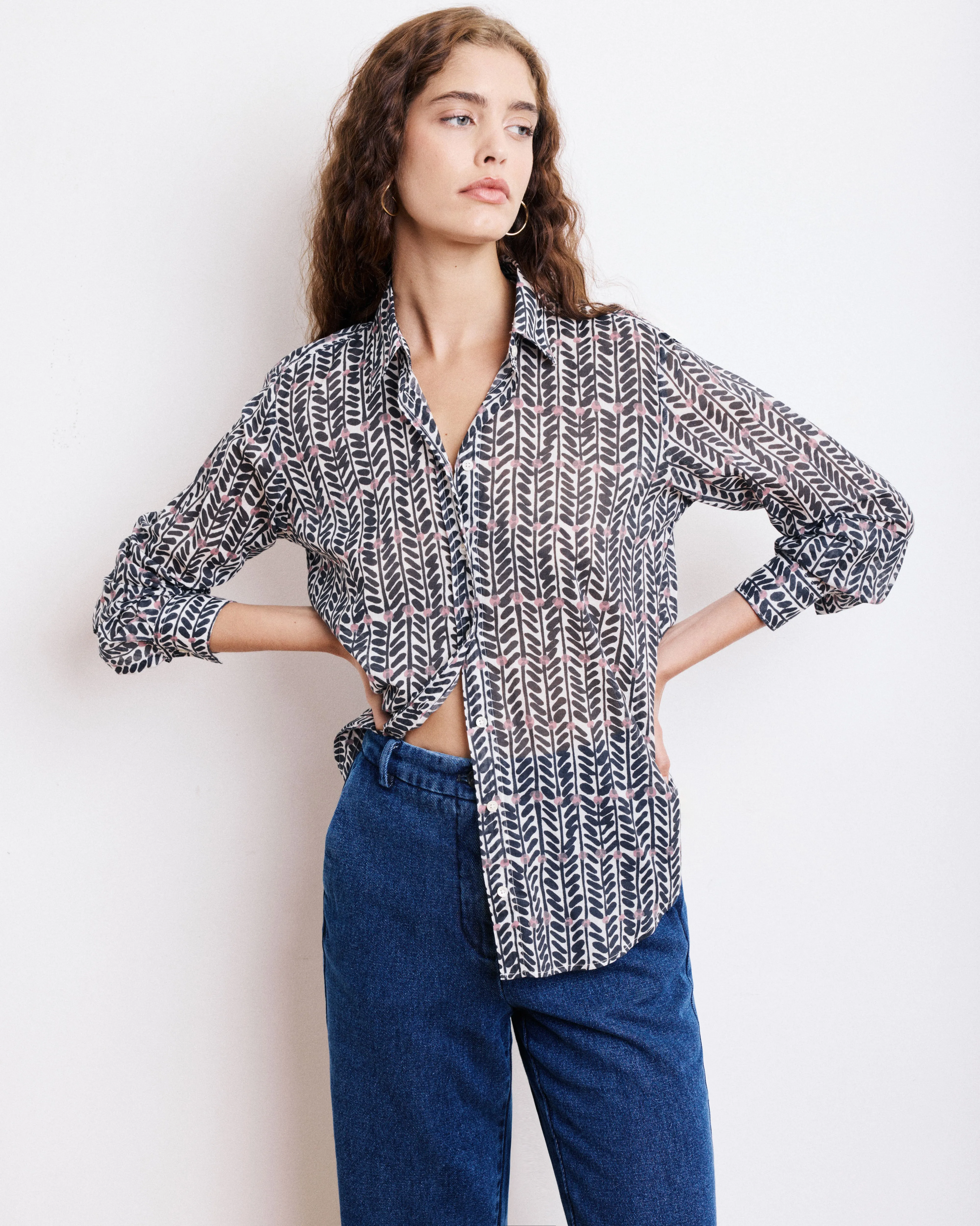 Chemise Femme en Coton Imprimé Bleu Marine Coraz sold by Hartford product image thumbnail 4