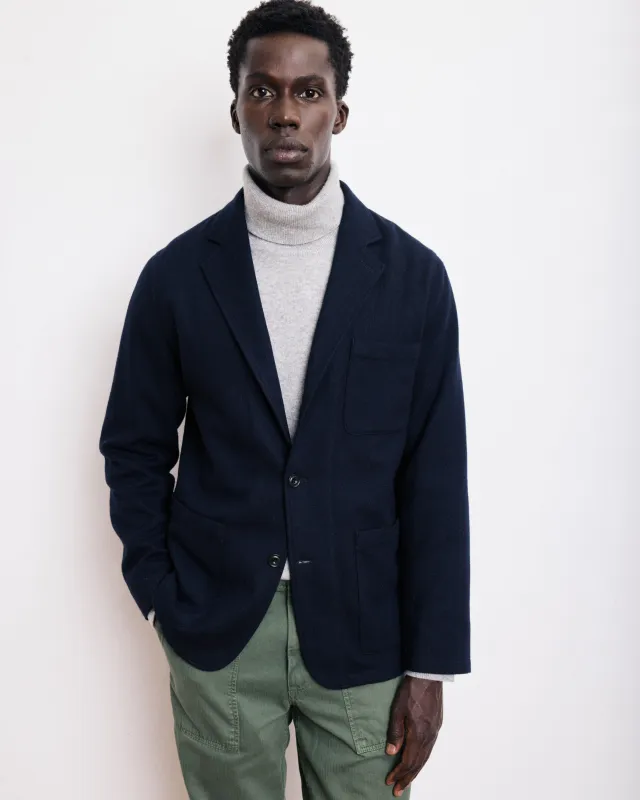 Veste Homme en Flanelle de Laine Bleu Marine Jonny sold by Hartford