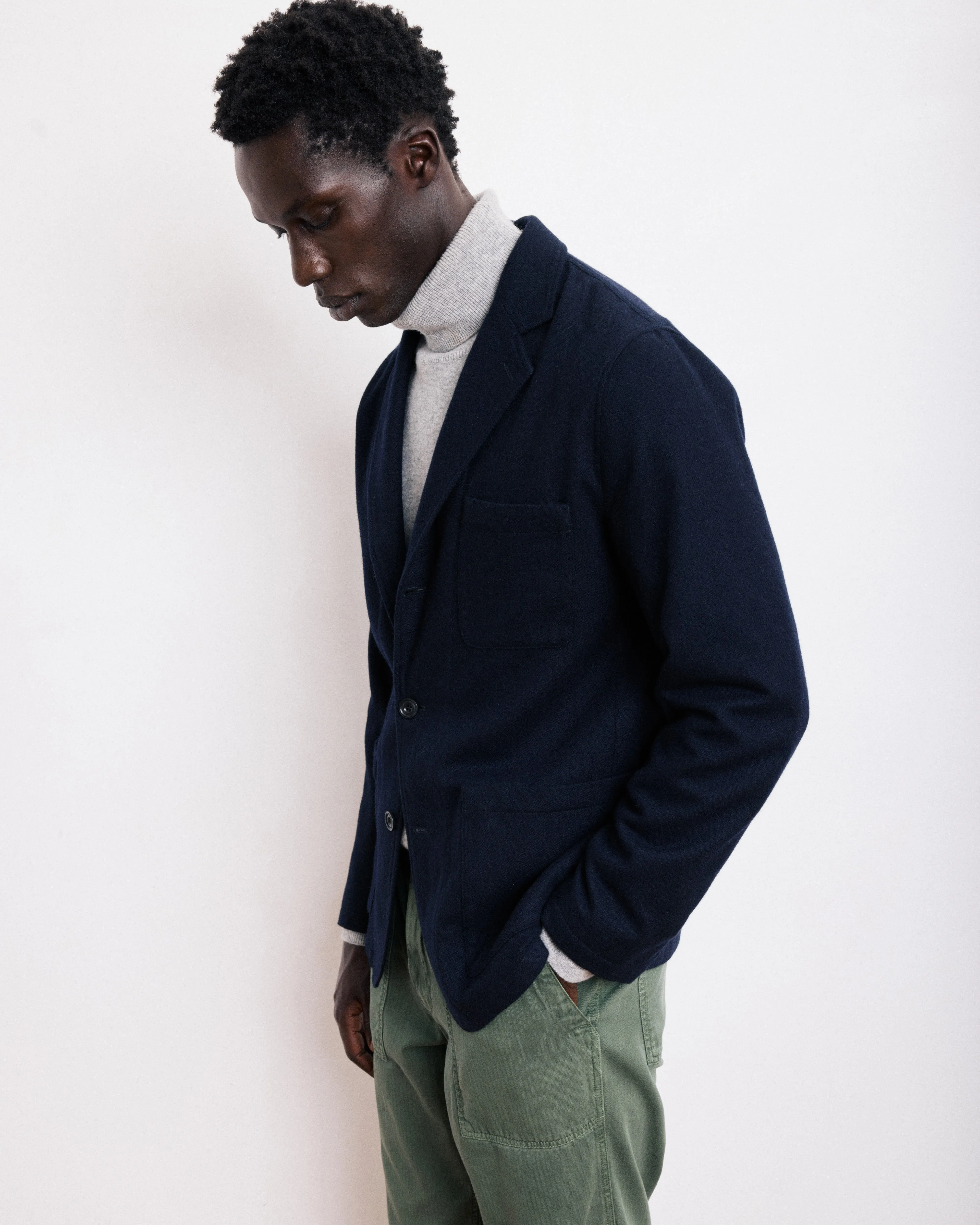 Veste Homme en Flanelle de Laine Bleu Marine Jonny sold by Hartford product image thumbnail 2