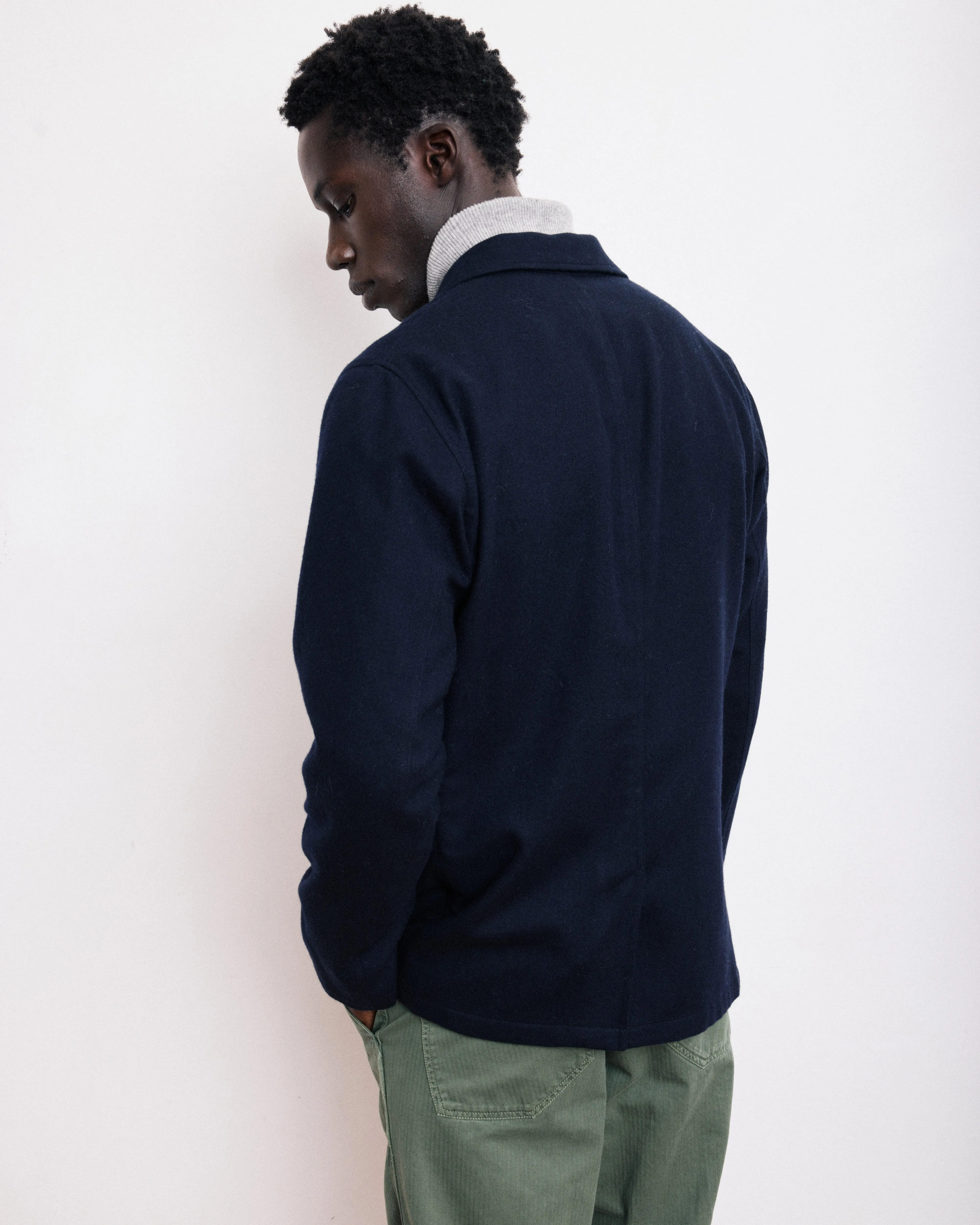 Veste Homme en Flanelle de Laine Bleu Marine Jonny sold by Hartford product image thumbnail 4