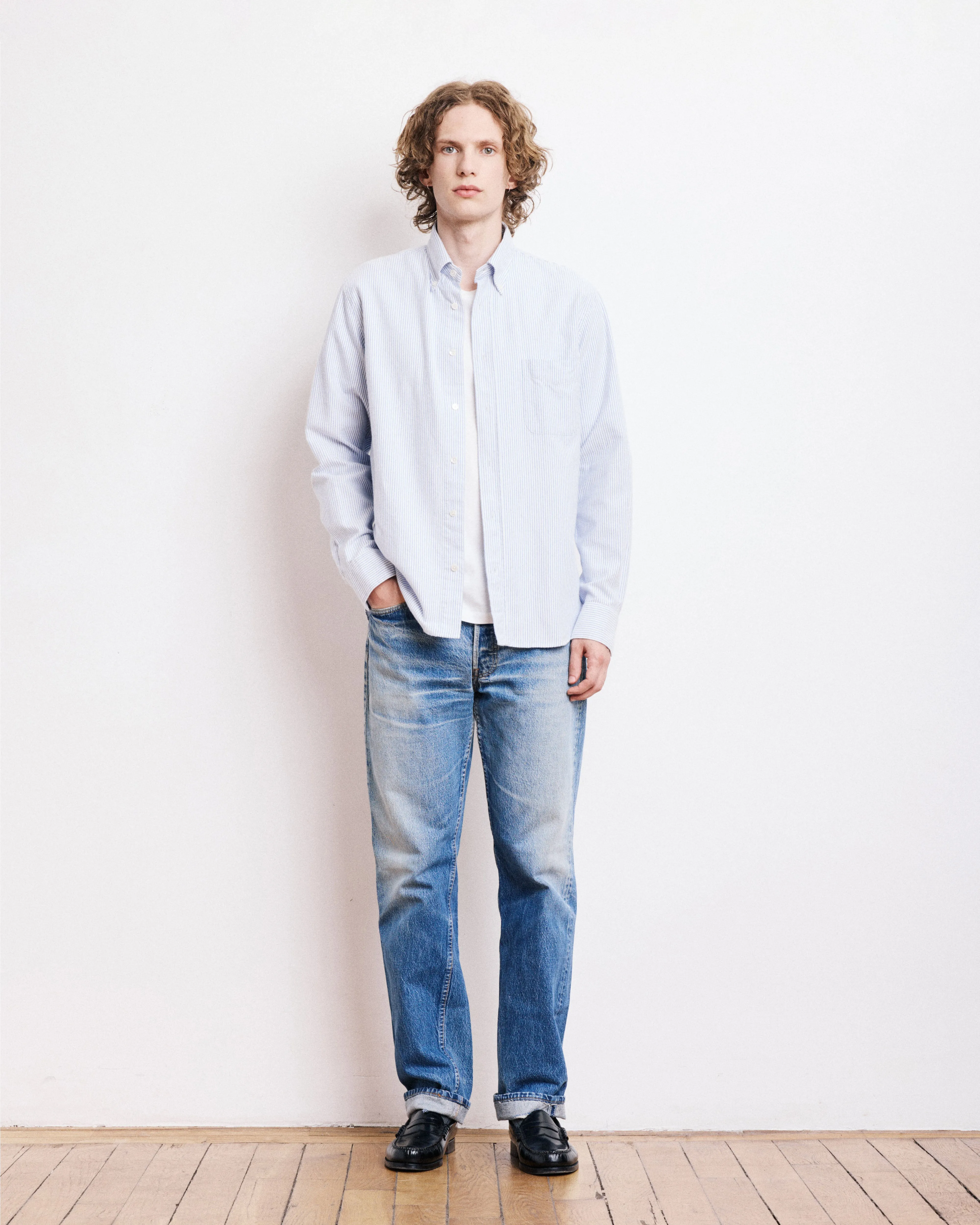 Chemise Homme en Oxford de Coton Bleu Pitt sold by Hartford product image thumbnail 5