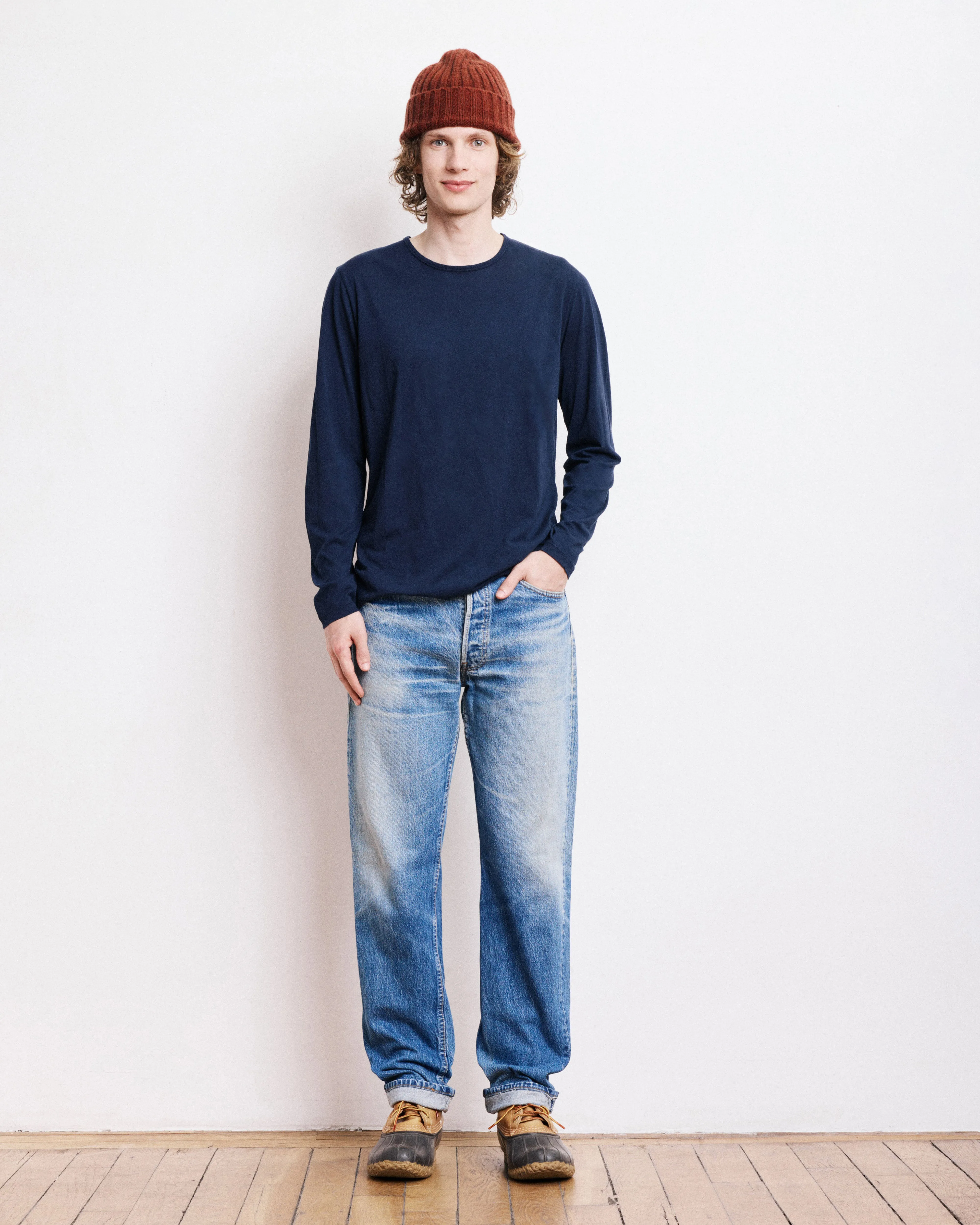 T-Shirt Homme en Jersey Léger Bleu Marine Light Crew sold by Hartford product image thumbnail 3