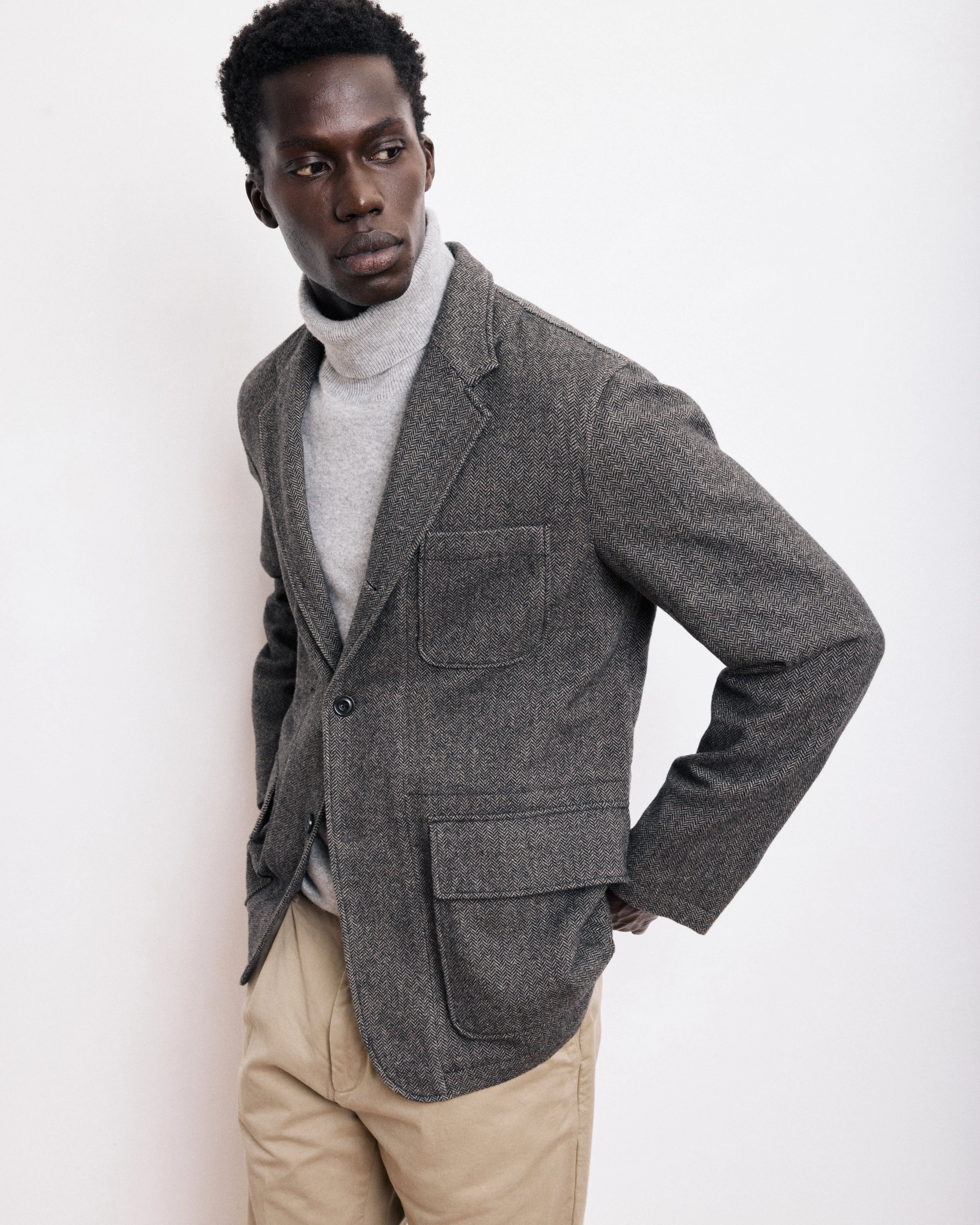 Veste Homme en Laine à Chevrons Beige Joey sold by Hartford product image thumbnail 5