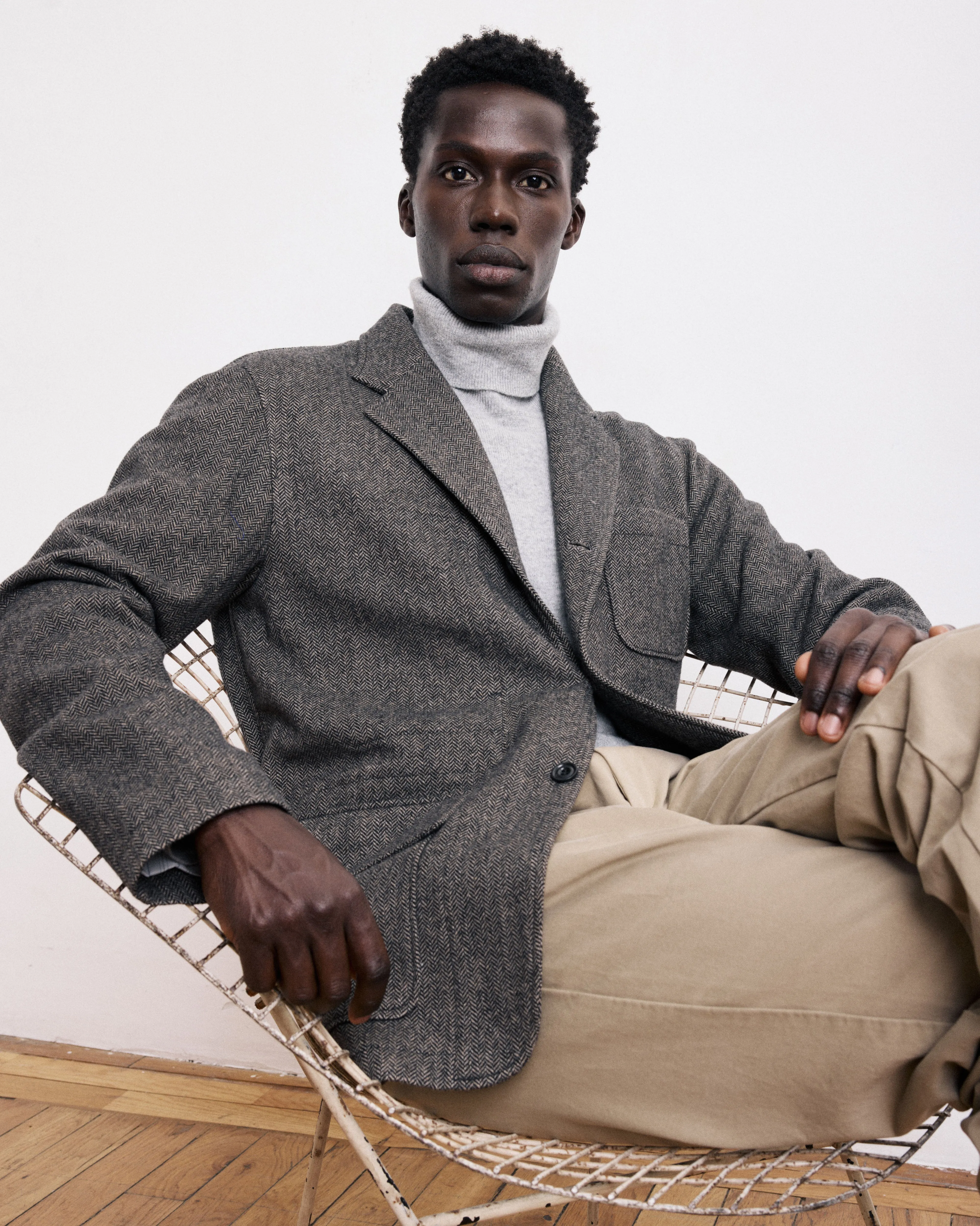 Veste Homme en Laine à Chevrons Beige Joey sold by Hartford product image thumbnail 2