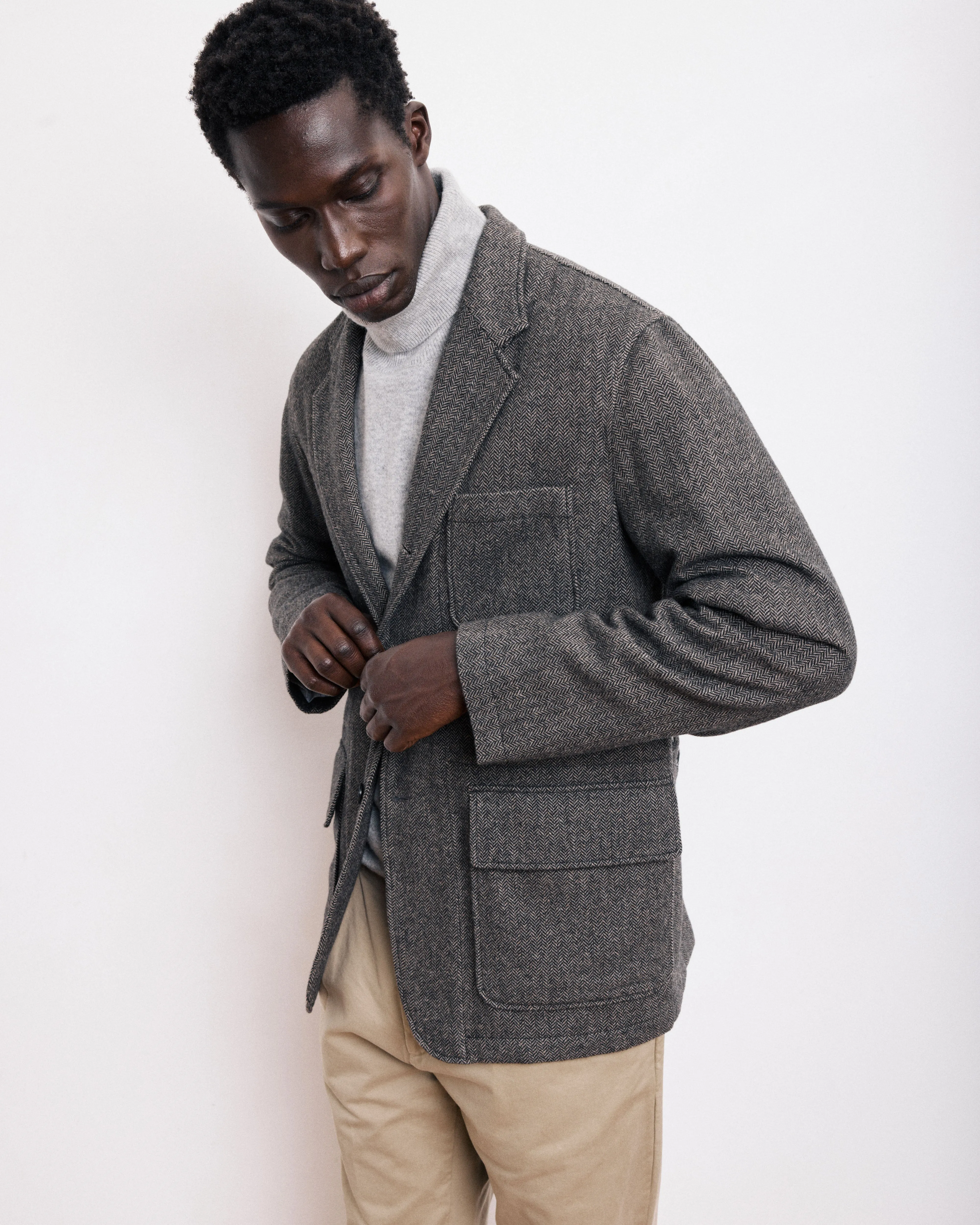 Veste Homme en Laine à Chevrons Beige Joey sold by Hartford