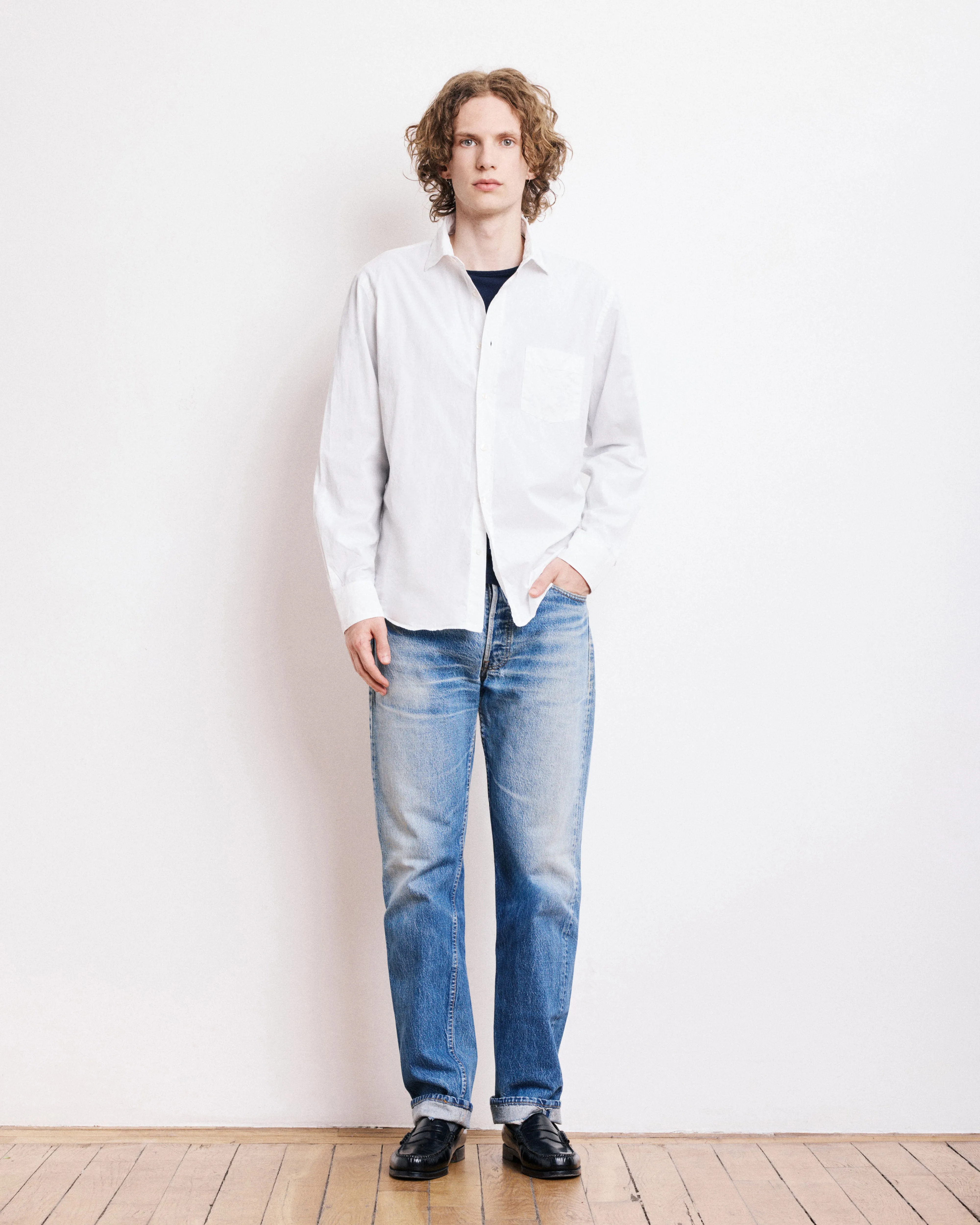 Chemise Homme en Gabardine de Coton Blanc Paul sold by Hartford product image thumbnail 4