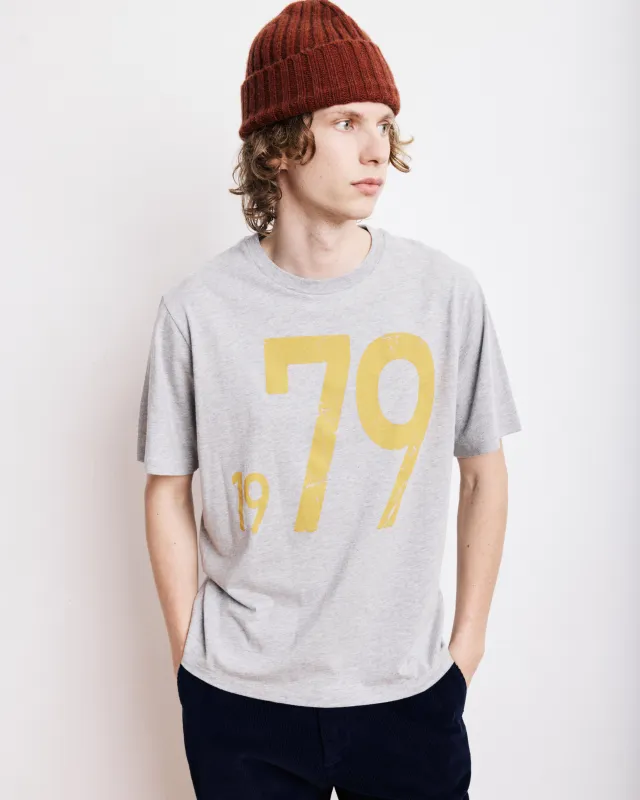 T-Shirt Homme en Coton Slub Imprimé 1979 Gris Chiné sold by Hartford