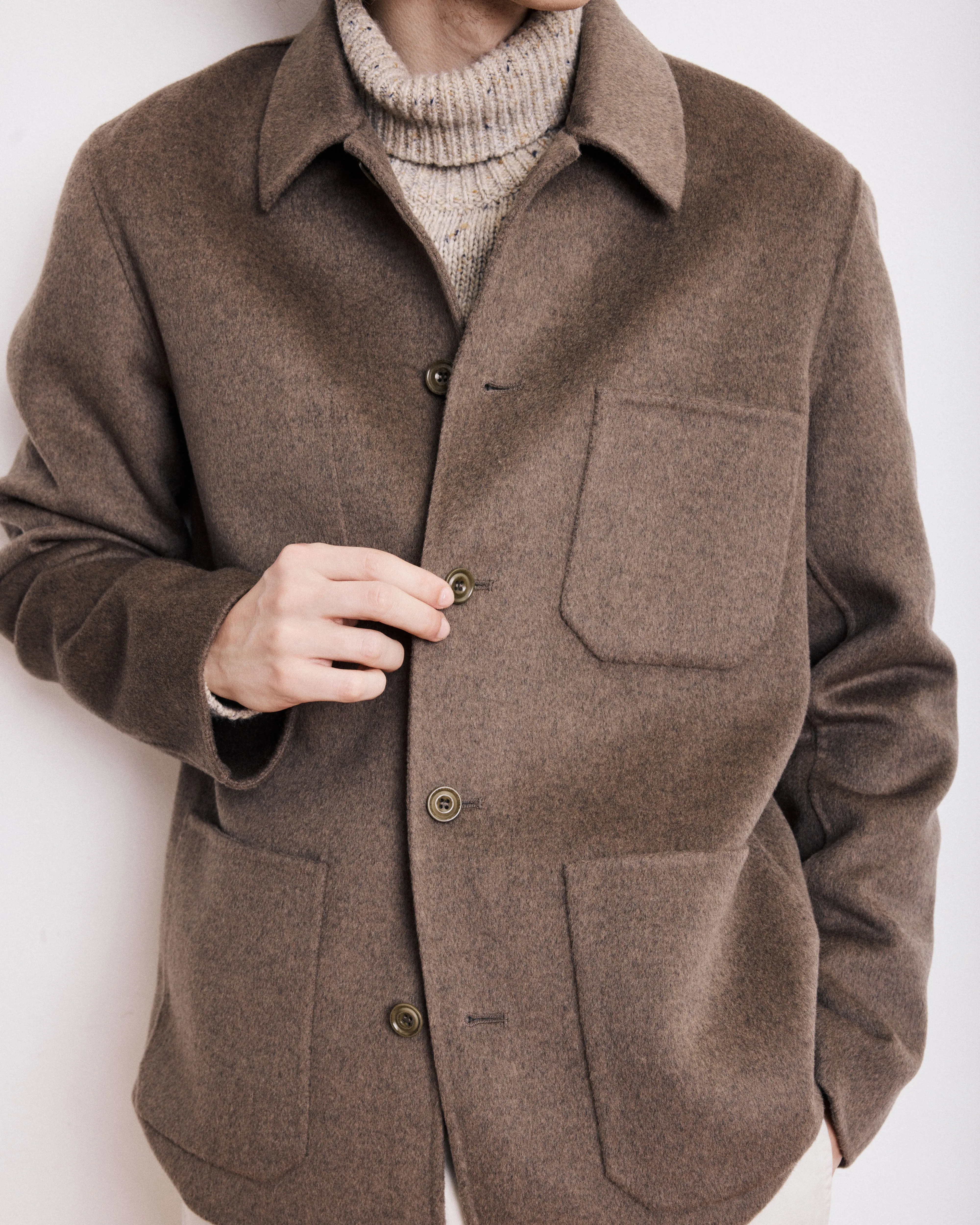 Veste Homme en Laine Double Face Taupe Jay sold by Hartford product image thumbnail 5