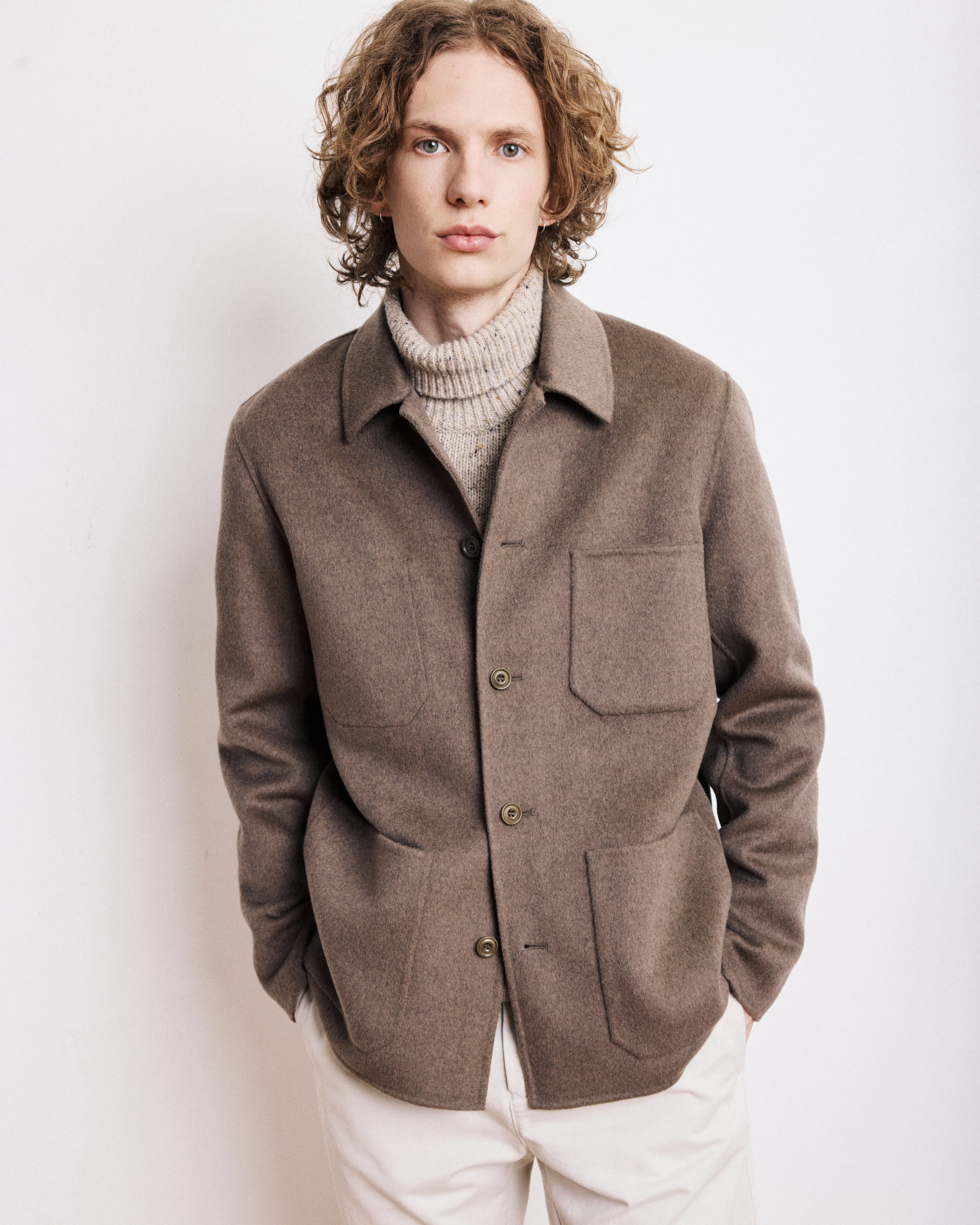 Veste Homme en Laine Double Face Taupe Jay sold by Hartford product image thumbnail 4
