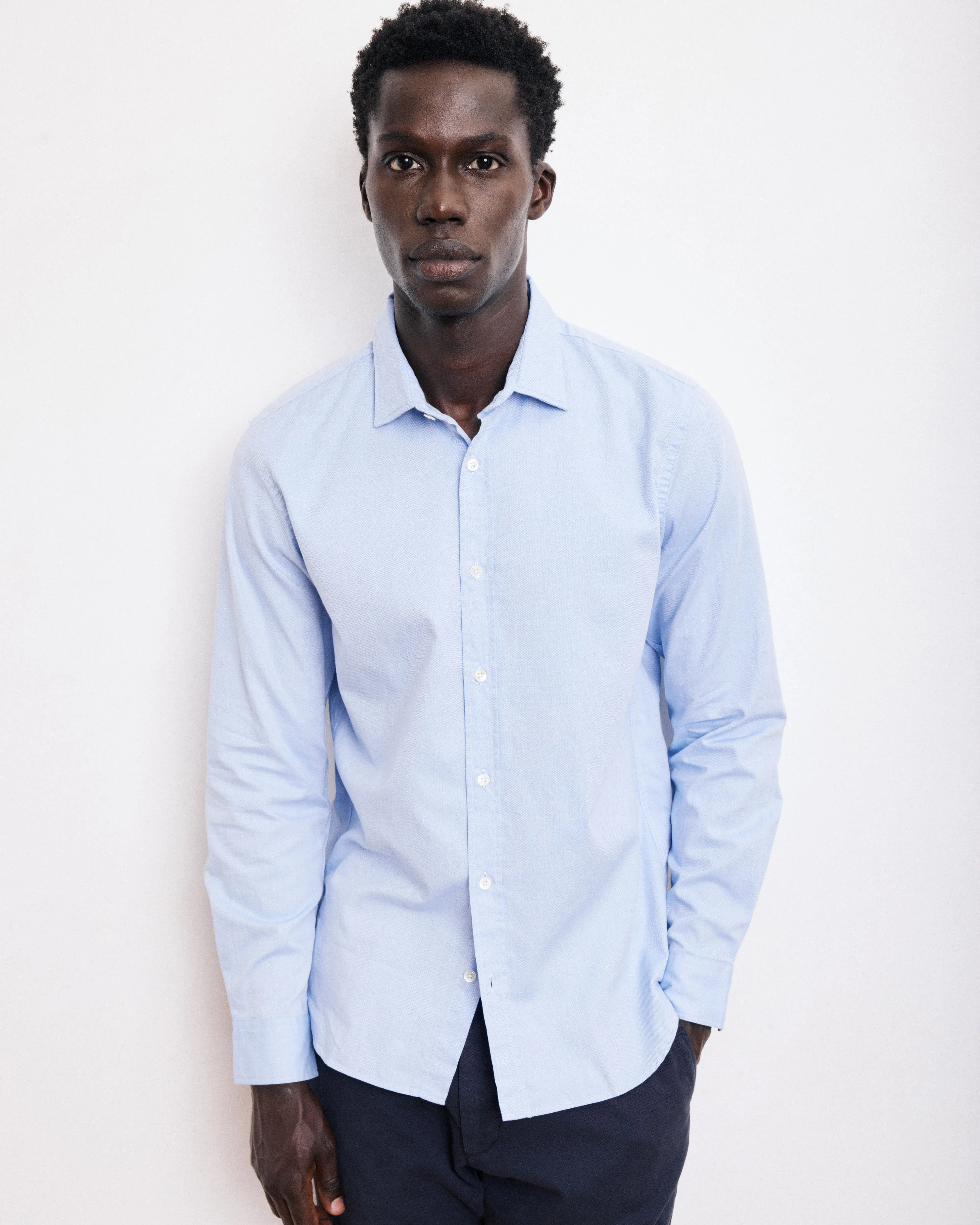 Chemise Homme en Piqué de Coton Bleu Sammy sold by Hartford product image thumbnail 2