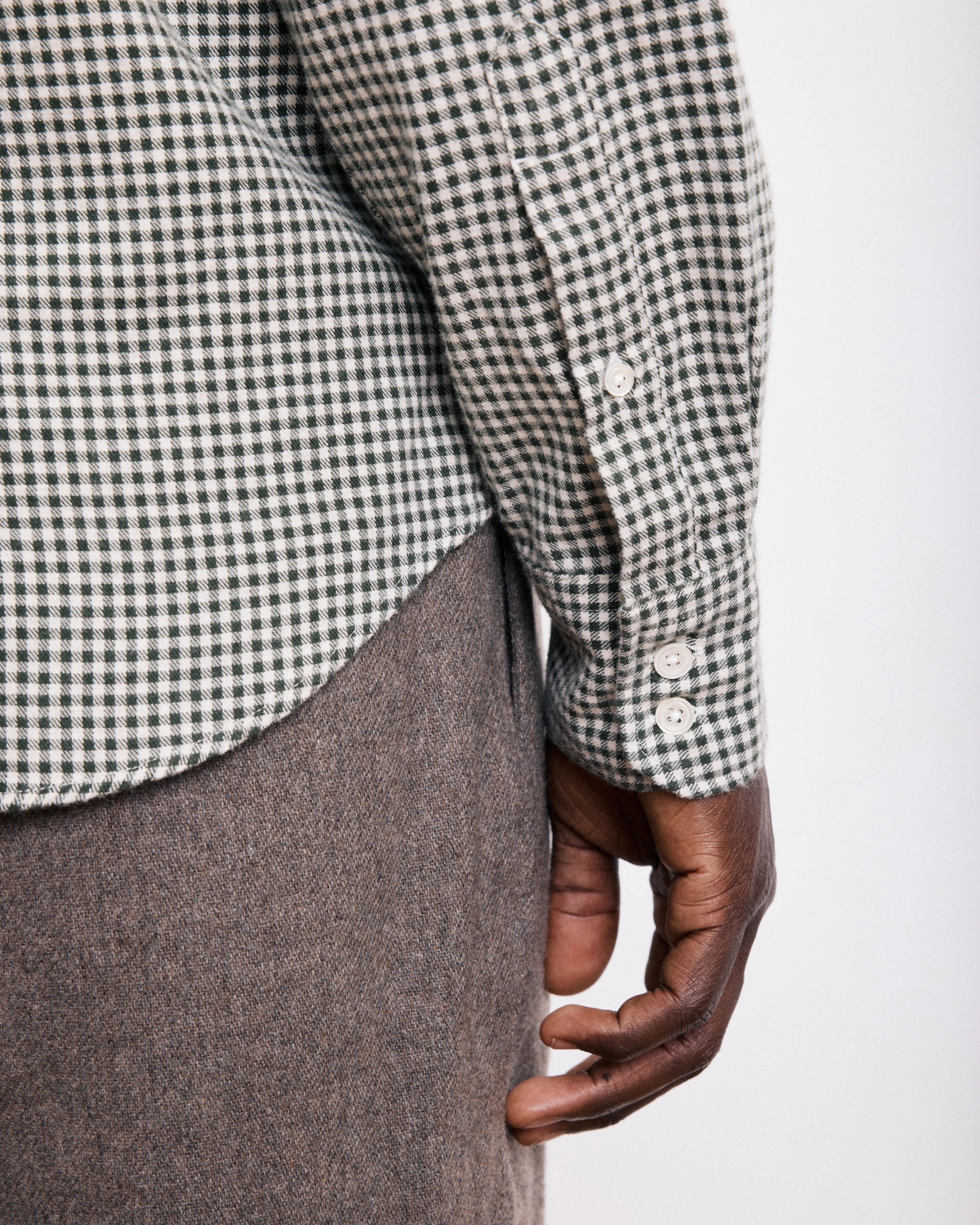 Chemise Homme en Flanelle à Carreaux Brossée Vert Paul sold by Hartford product image thumbnail 5