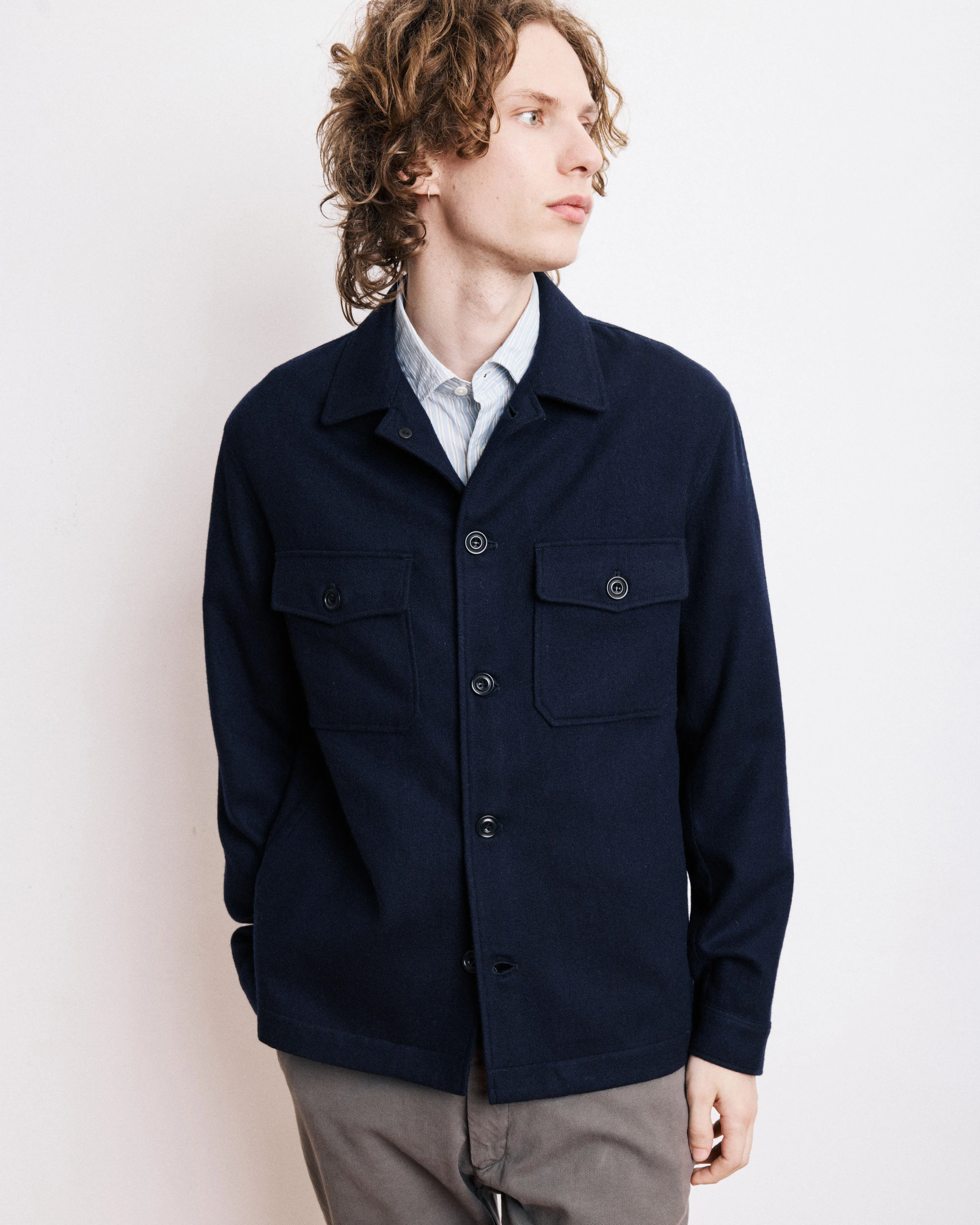 Veste Homme en Flanelle de Laine Bleu Marine Day sold by Hartford