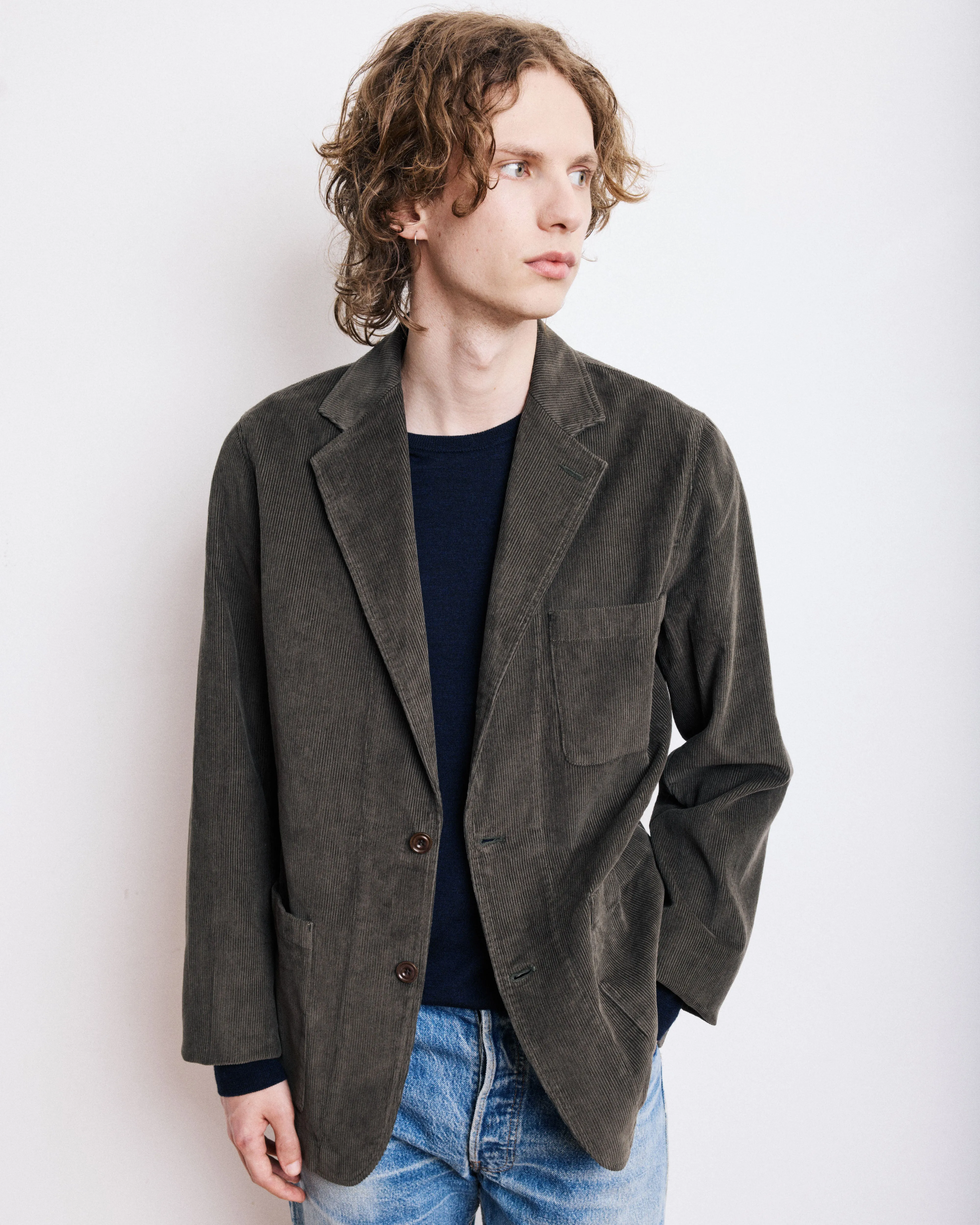 Veste Homme en Velours Côtelé Vert Olive Jonny sold by Hartford