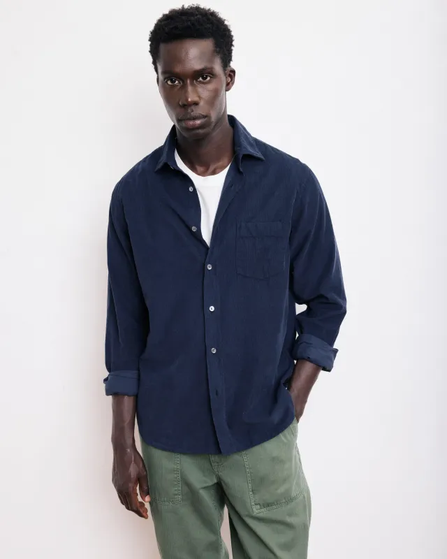 Chemise Homme en Velours Côtelé Bleu Marine Paul sold by Hartford