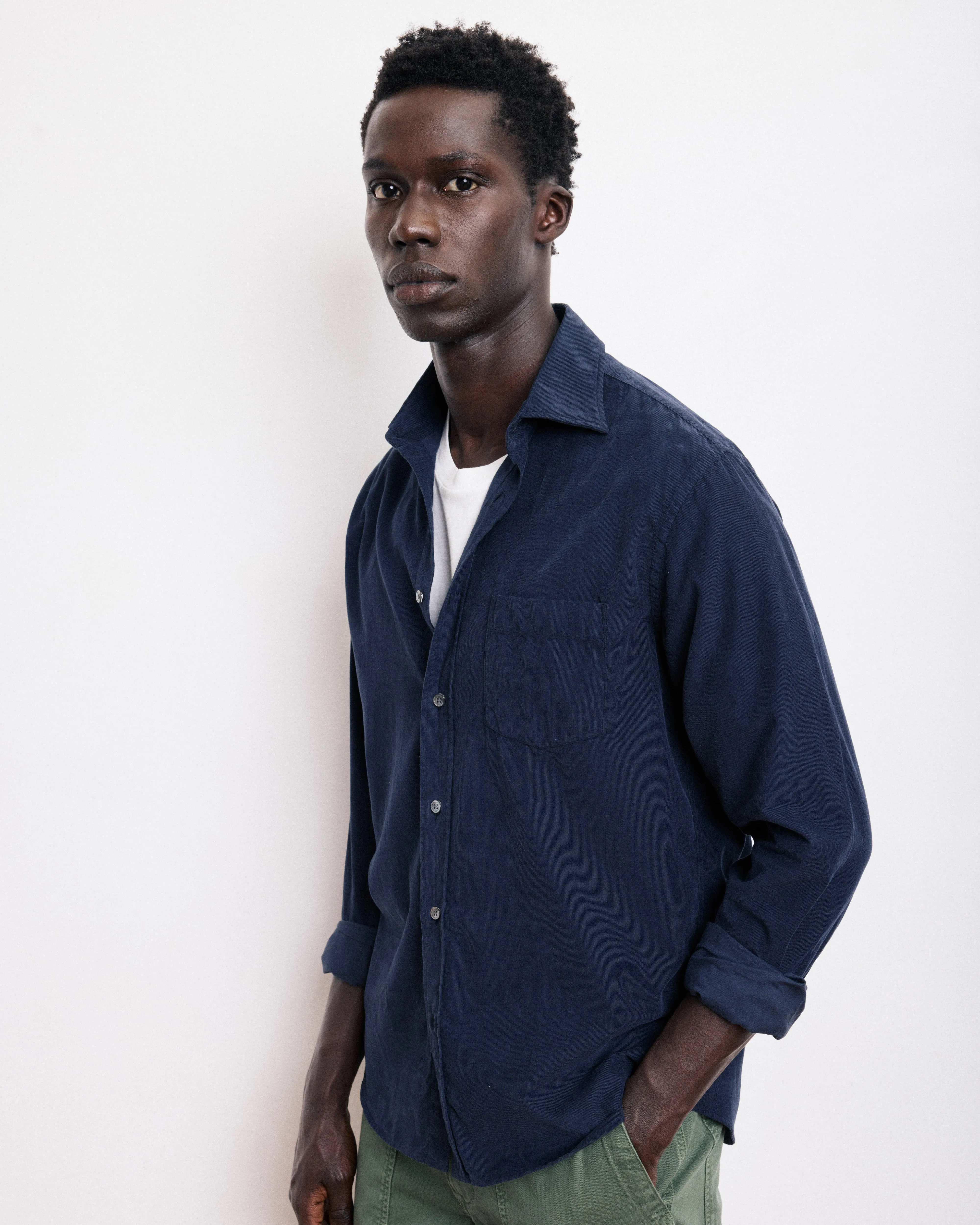 Chemise Homme en Velours Côtelé Bleu Marine Paul sold by Hartford product image thumbnail 4