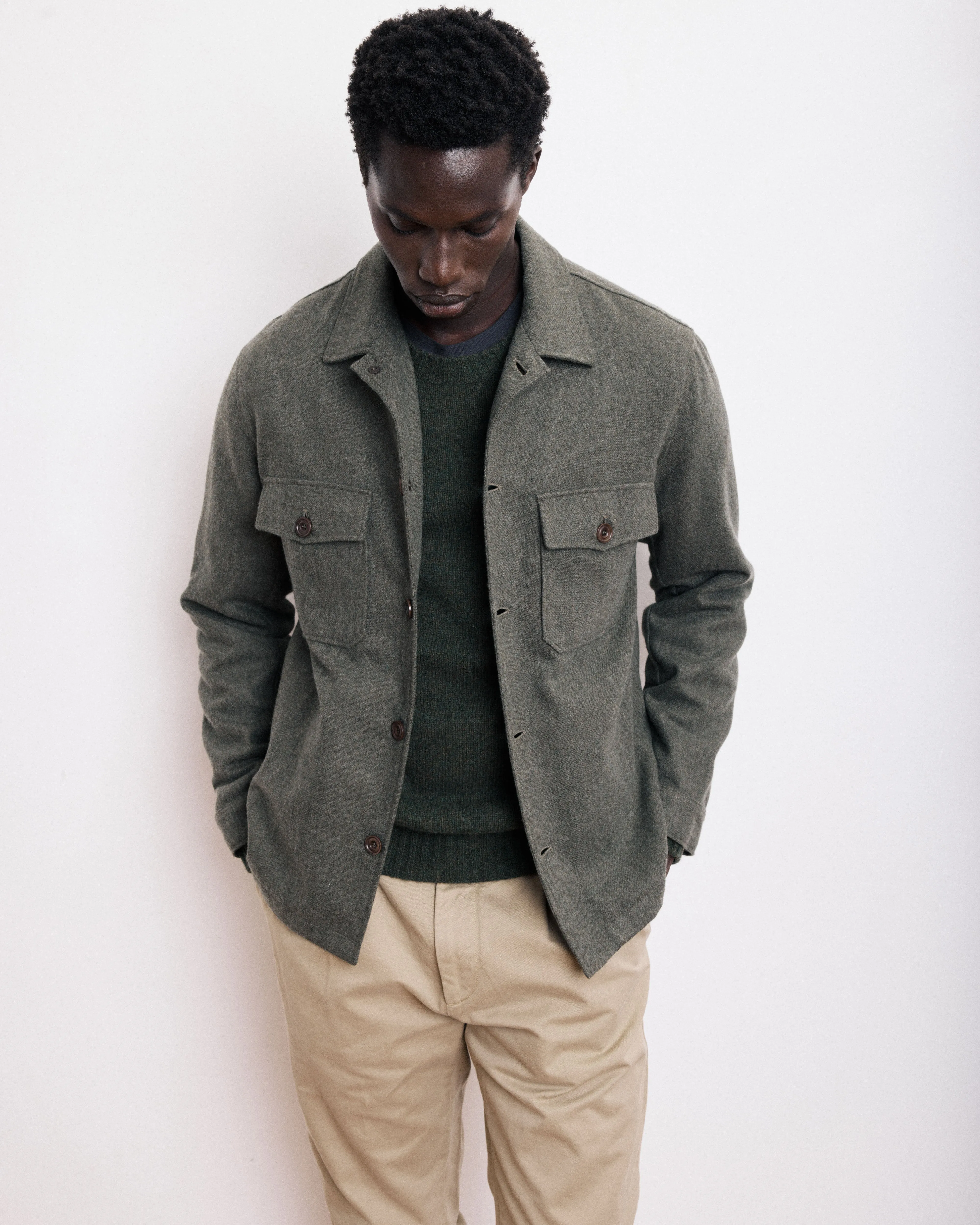 Veste Homme en Flanelle de Laine Vert Militaire Day sold by Hartford