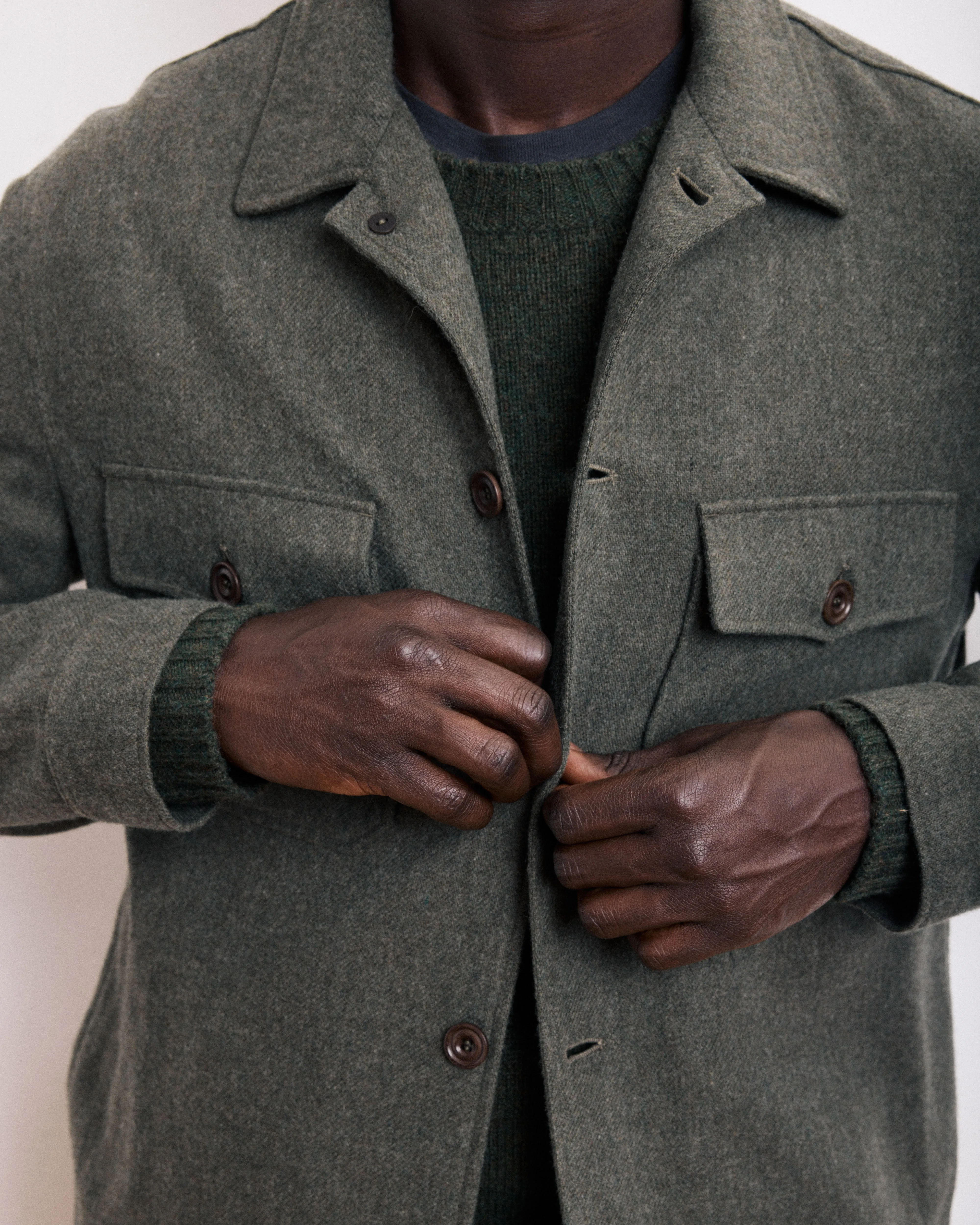 Veste Homme en Flanelle de Laine Vert Militaire Day sold by Hartford product image thumbnail 3