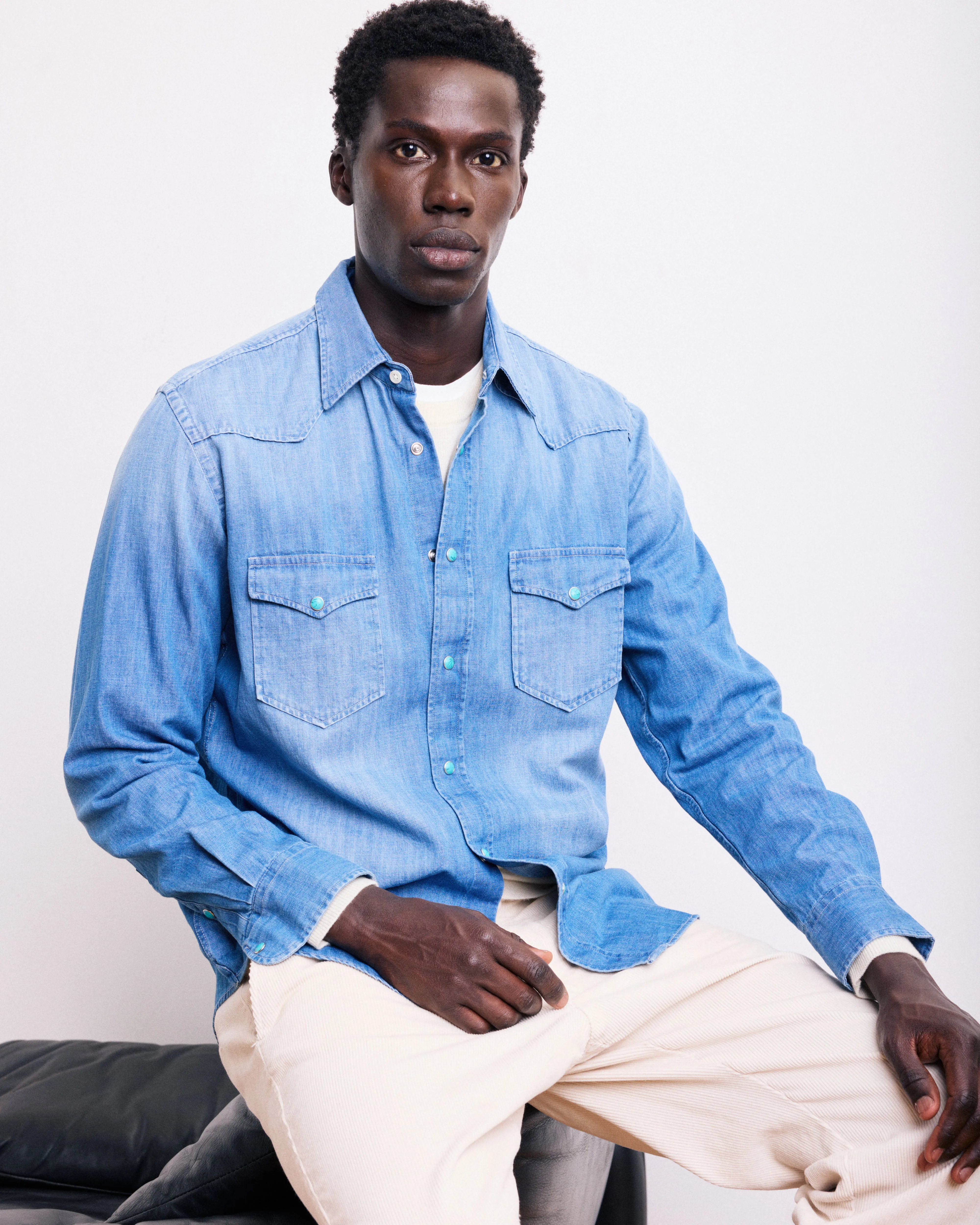 Chemise Homme en Denim Bleu Indigo Phoenix sold by Hartford product image thumbnail 2