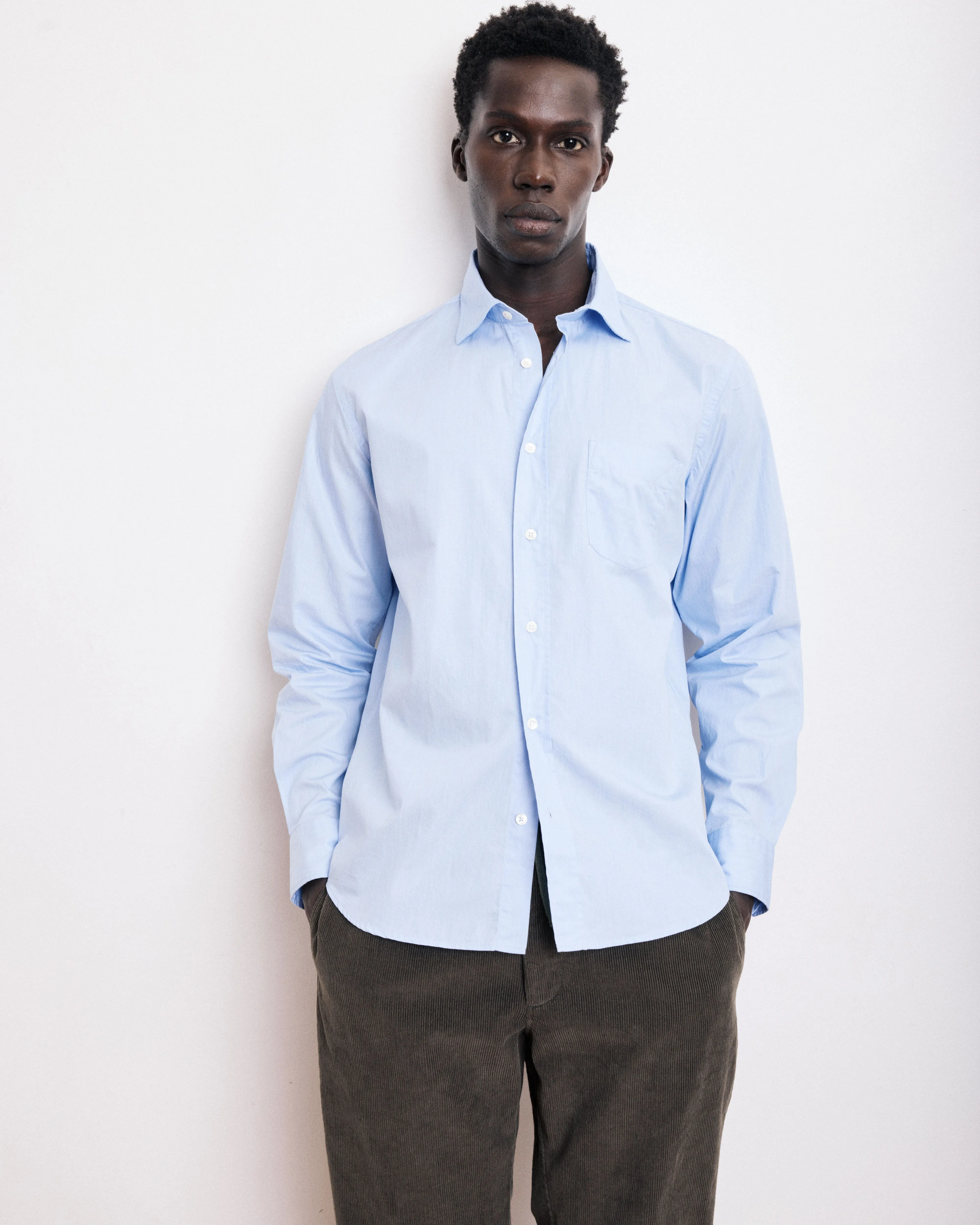 Chemise Homme en Popeline Rayée Bleu Ciel Paul sold by Hartford