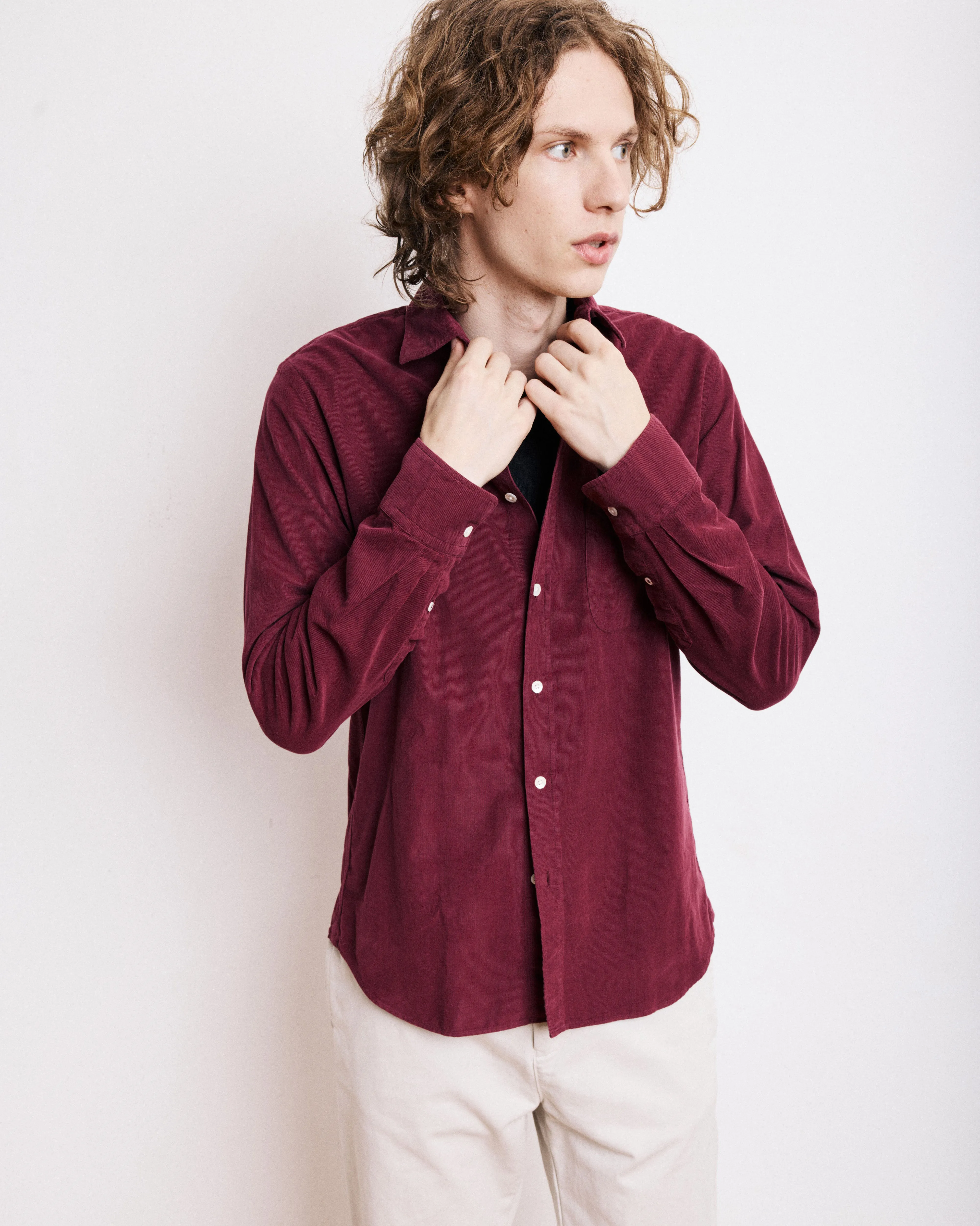 Chemise Homme en Velours Côtelé Bordeaux Storm sold by Hartford product image thumbnail 4