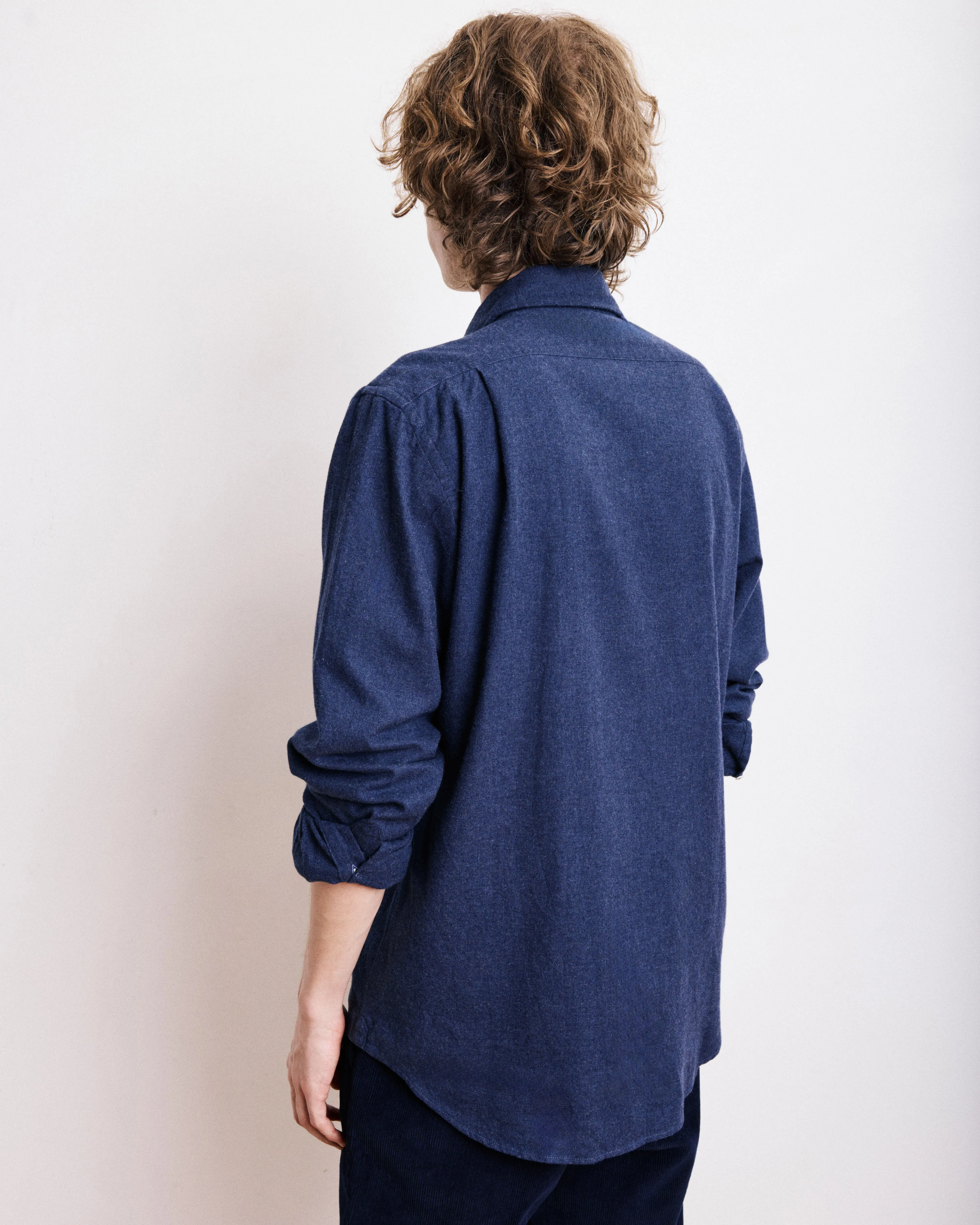 Chemise Homme en Flanelle de Coton Bleu Marine Paul sold by Hartford product image thumbnail 4