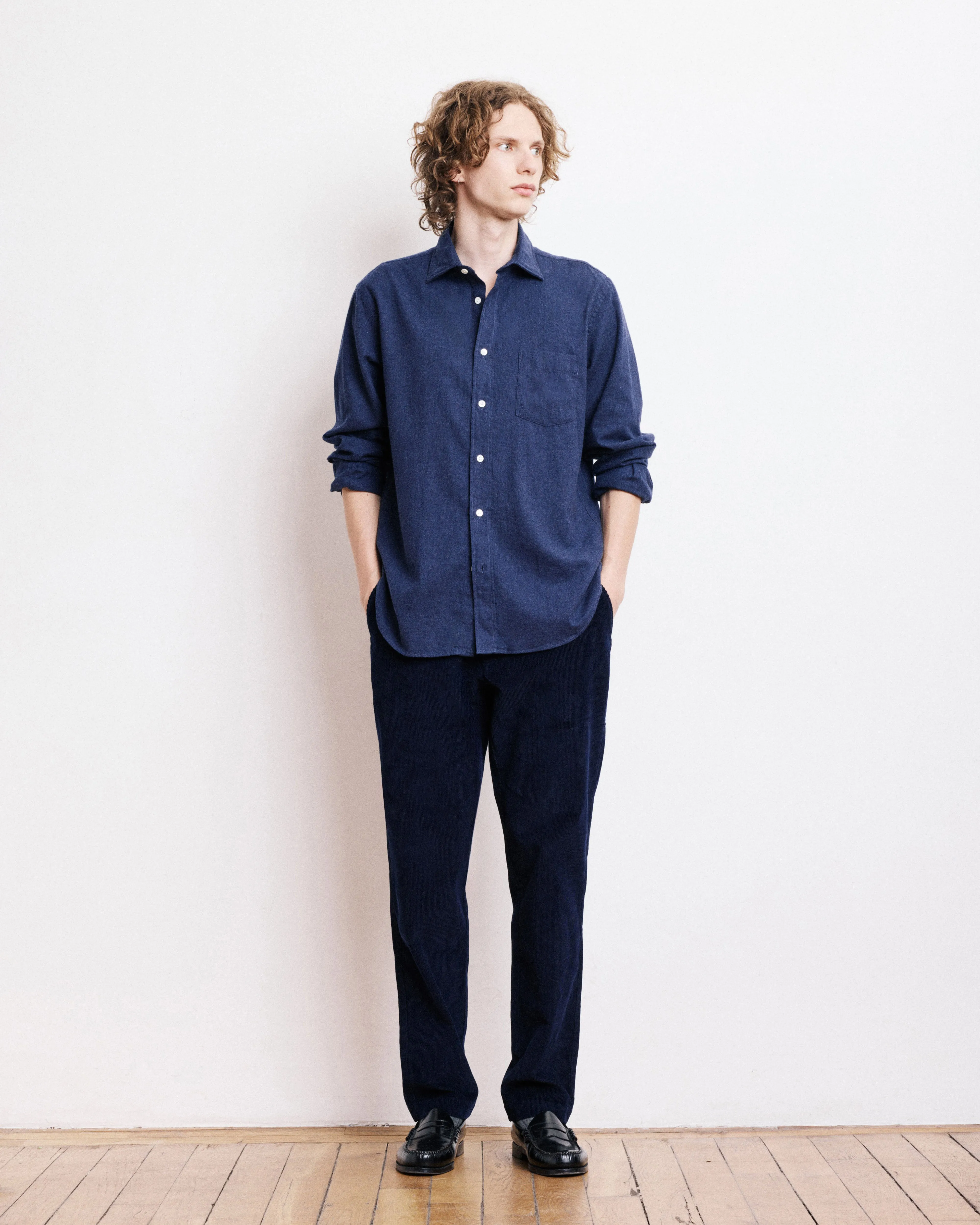 Chemise Homme en Flanelle de Coton Bleu Marine Paul sold by Hartford product image thumbnail 5