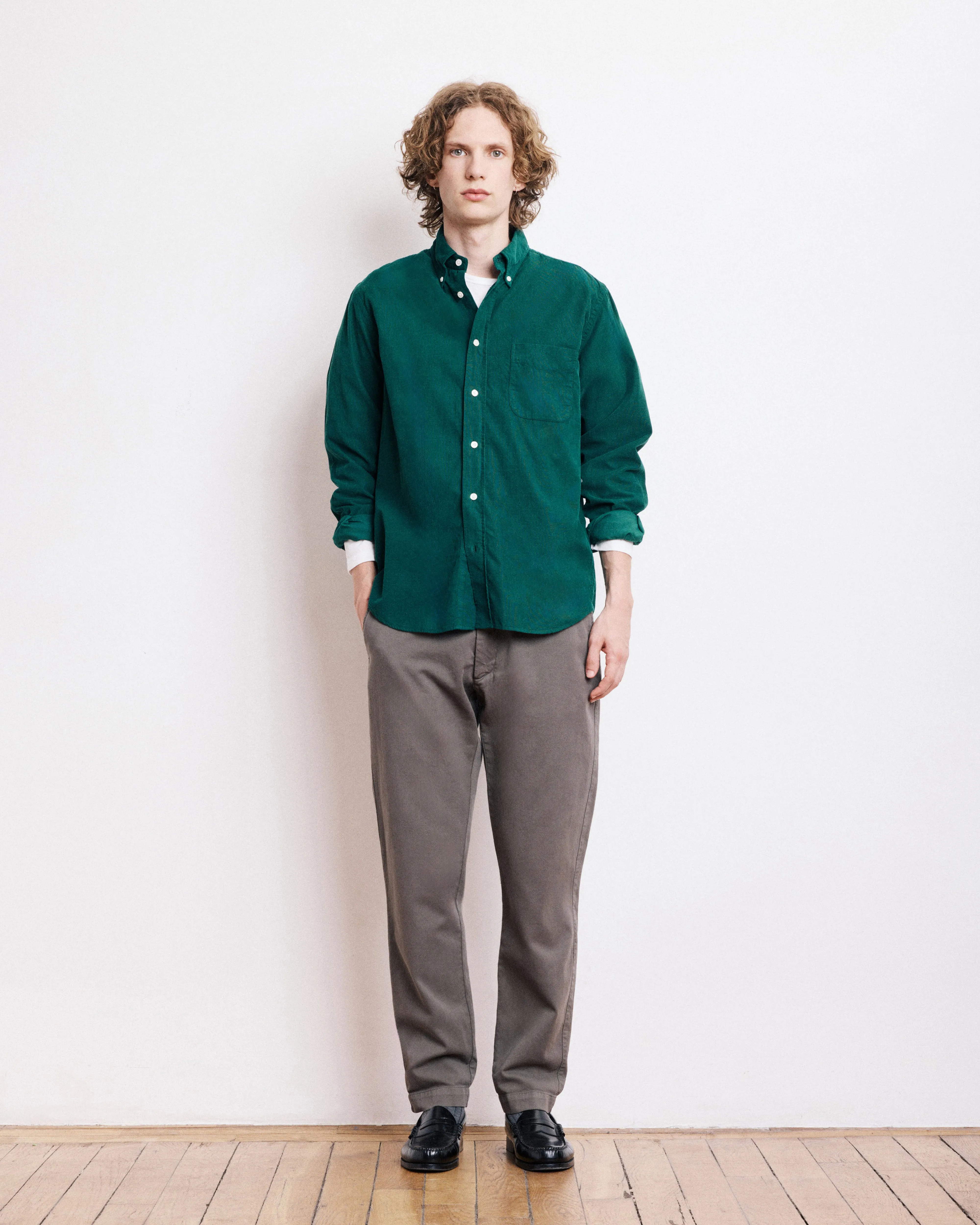 Chemise Homme en Velours Côtelé Vert Emeraude Pitt sold by Hartford product image thumbnail 3