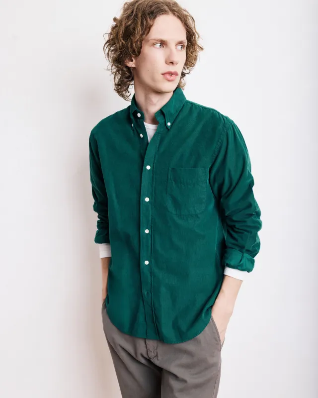 Chemise Homme en Velours Côtelé Vert Emeraude Pitt sold by Hartford