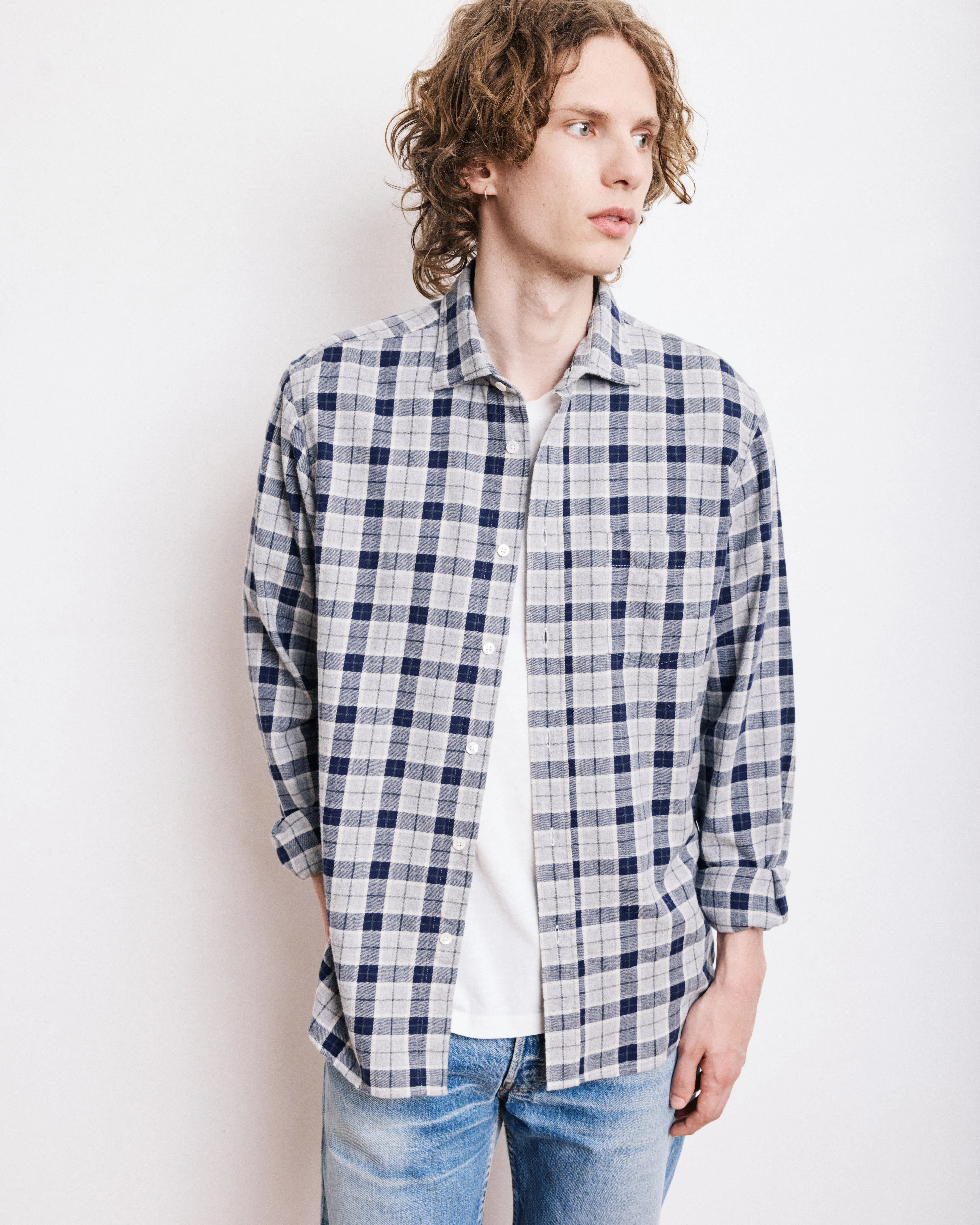 Chemise Homme en Coton Brossé à Carreaux Gris Paul sold by Hartford