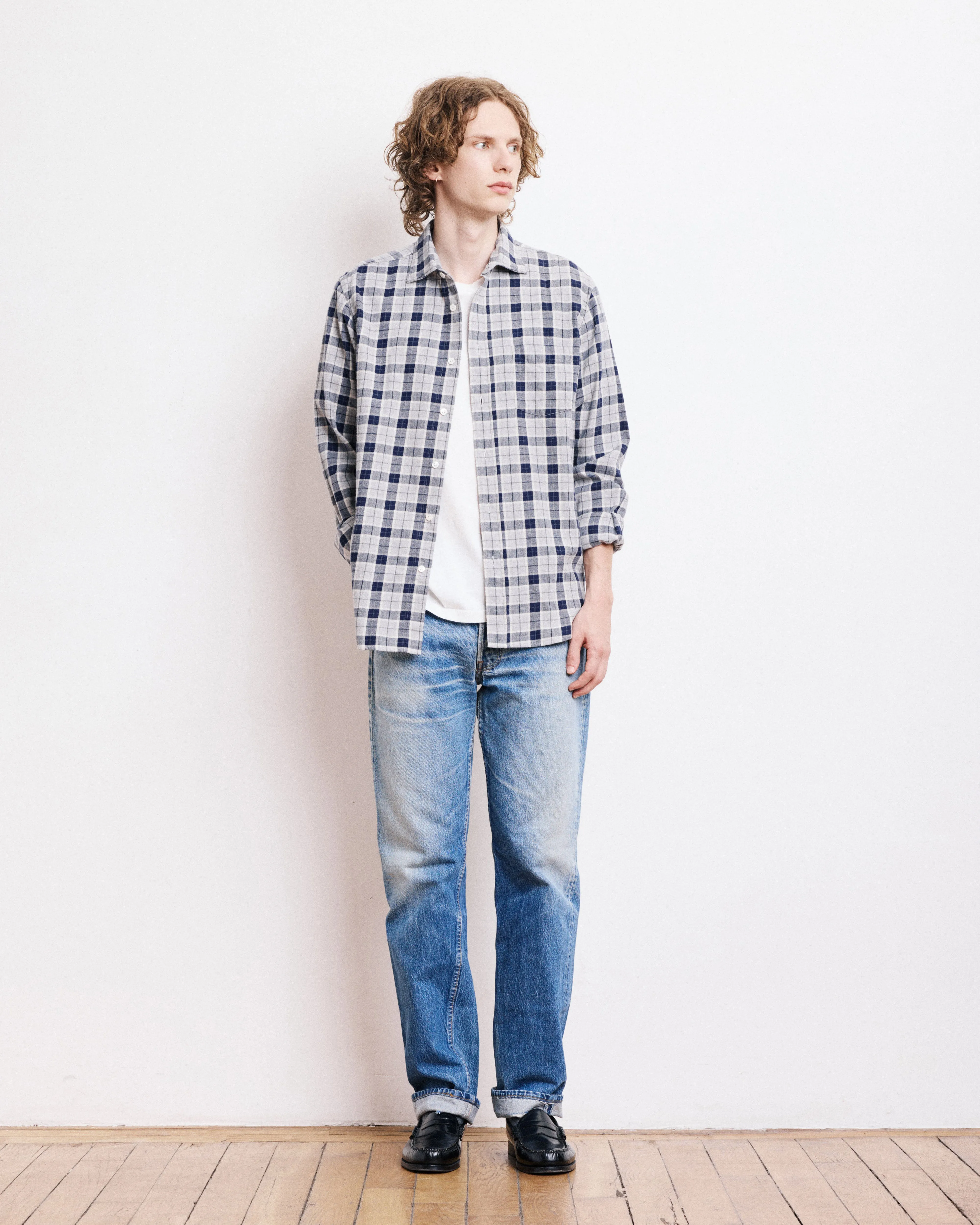 Chemise Homme en Coton Brossé à Carreaux Gris Paul sold by Hartford product image thumbnail 3