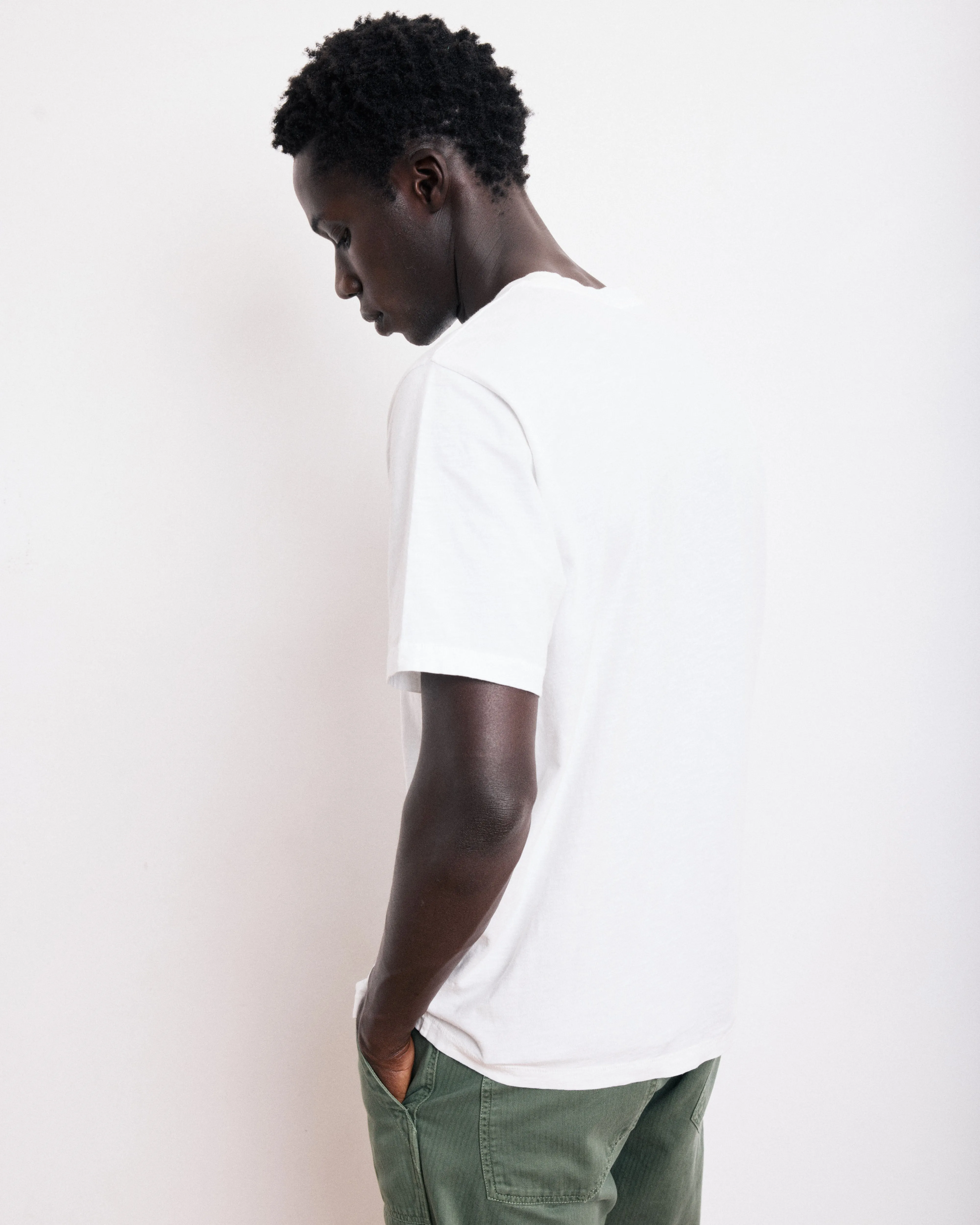 T-shirt Homme en Coton Slub Blanc Pocket Crew sold by Hartford product image thumbnail 2