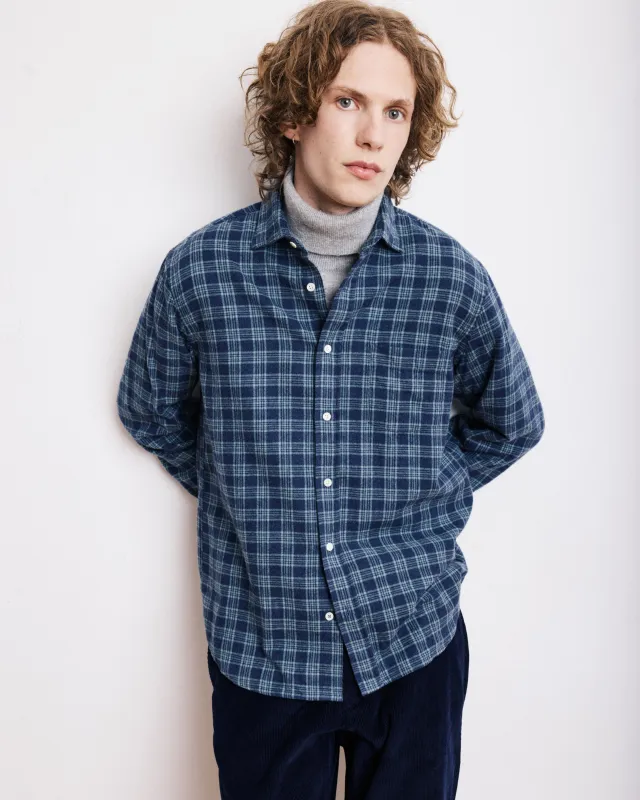 Chemise Homme en Coton Brossé à Carreaux Bleu Marine & Vert Paul sold by Hartford